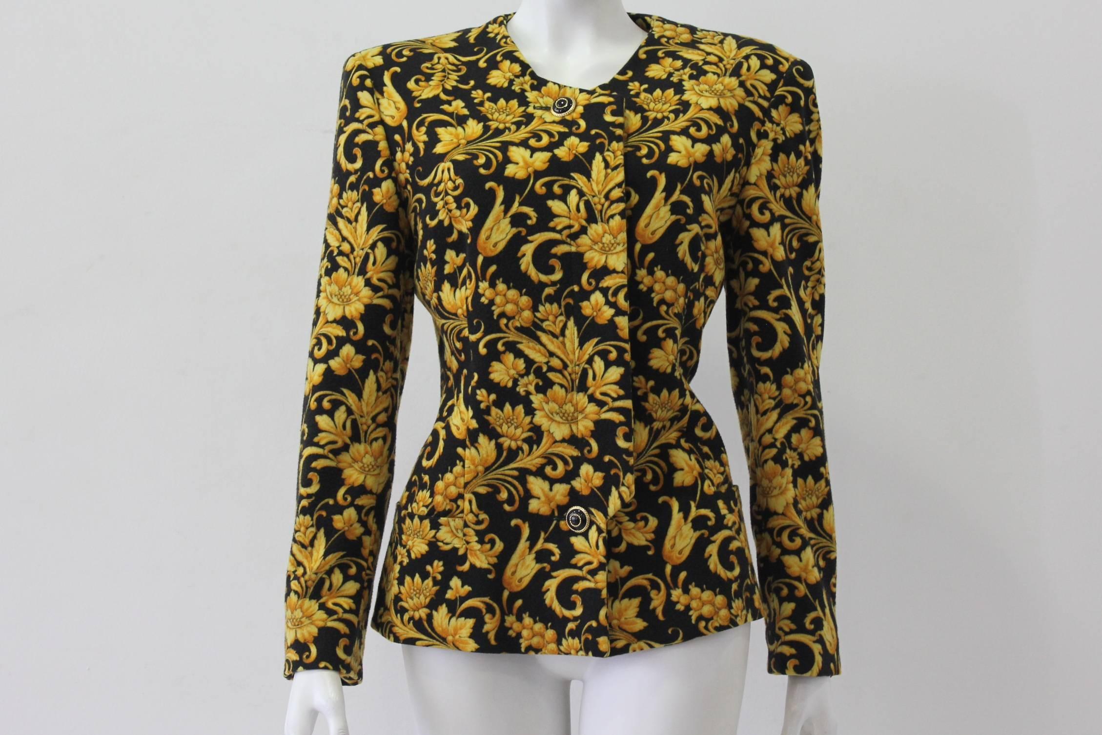 Brown Gianni Versace Baroque Printed Jacket Fall 1991 For Sale