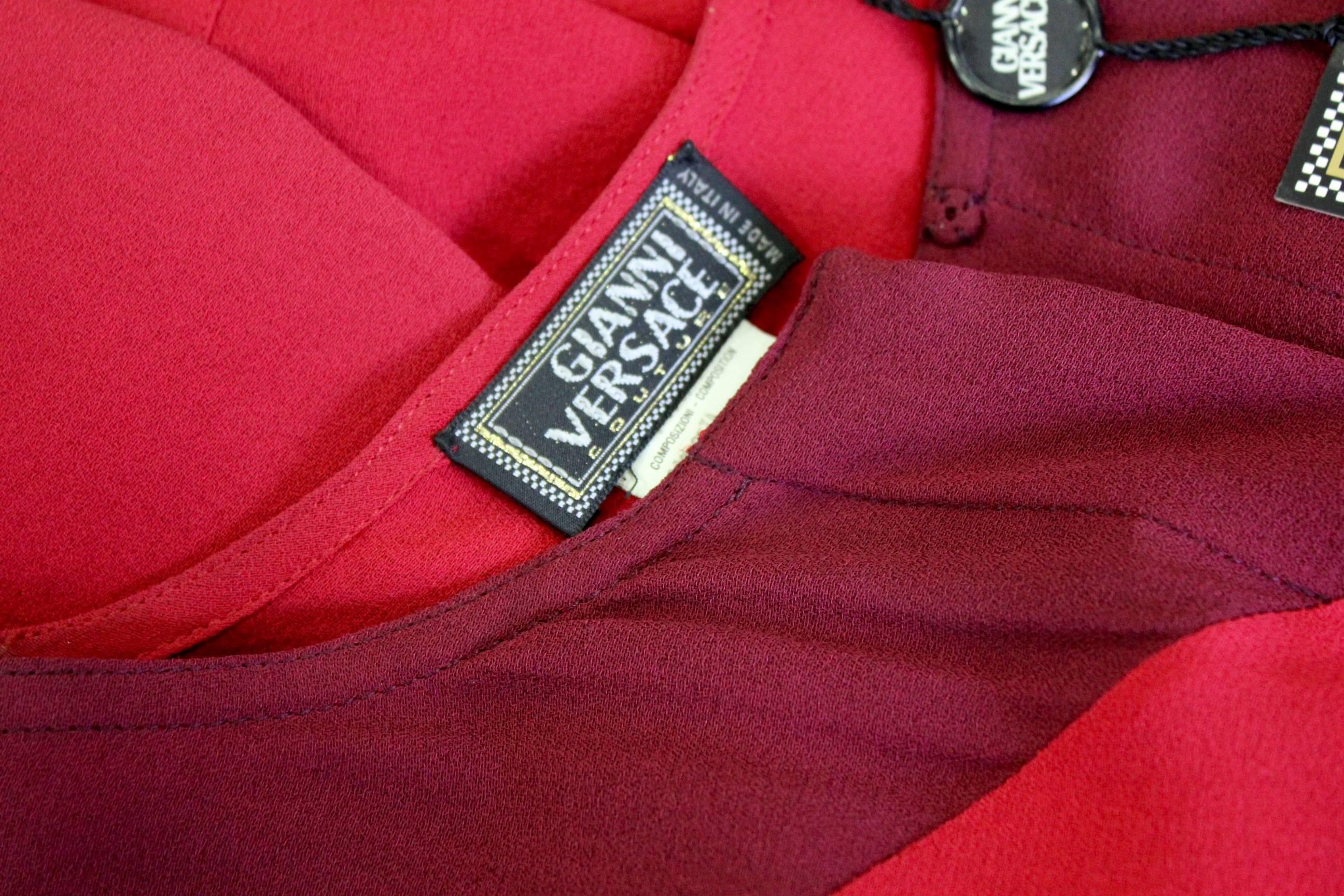 Gianni Versace Red Silk Shirt  For Sale 1