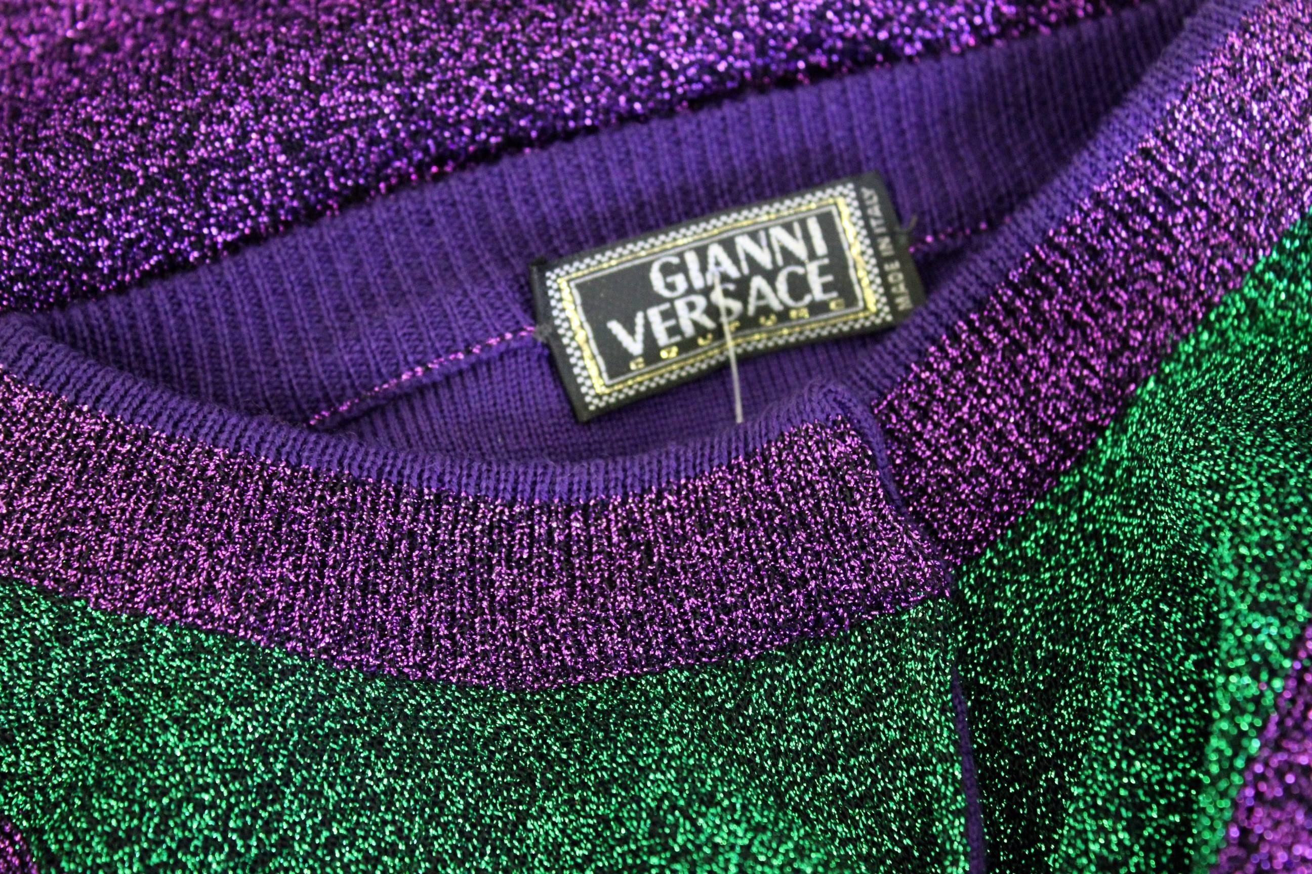 Rare Gianni Versace Couture Lurex Peephole Cardigan Fall 1997 For Sale 3