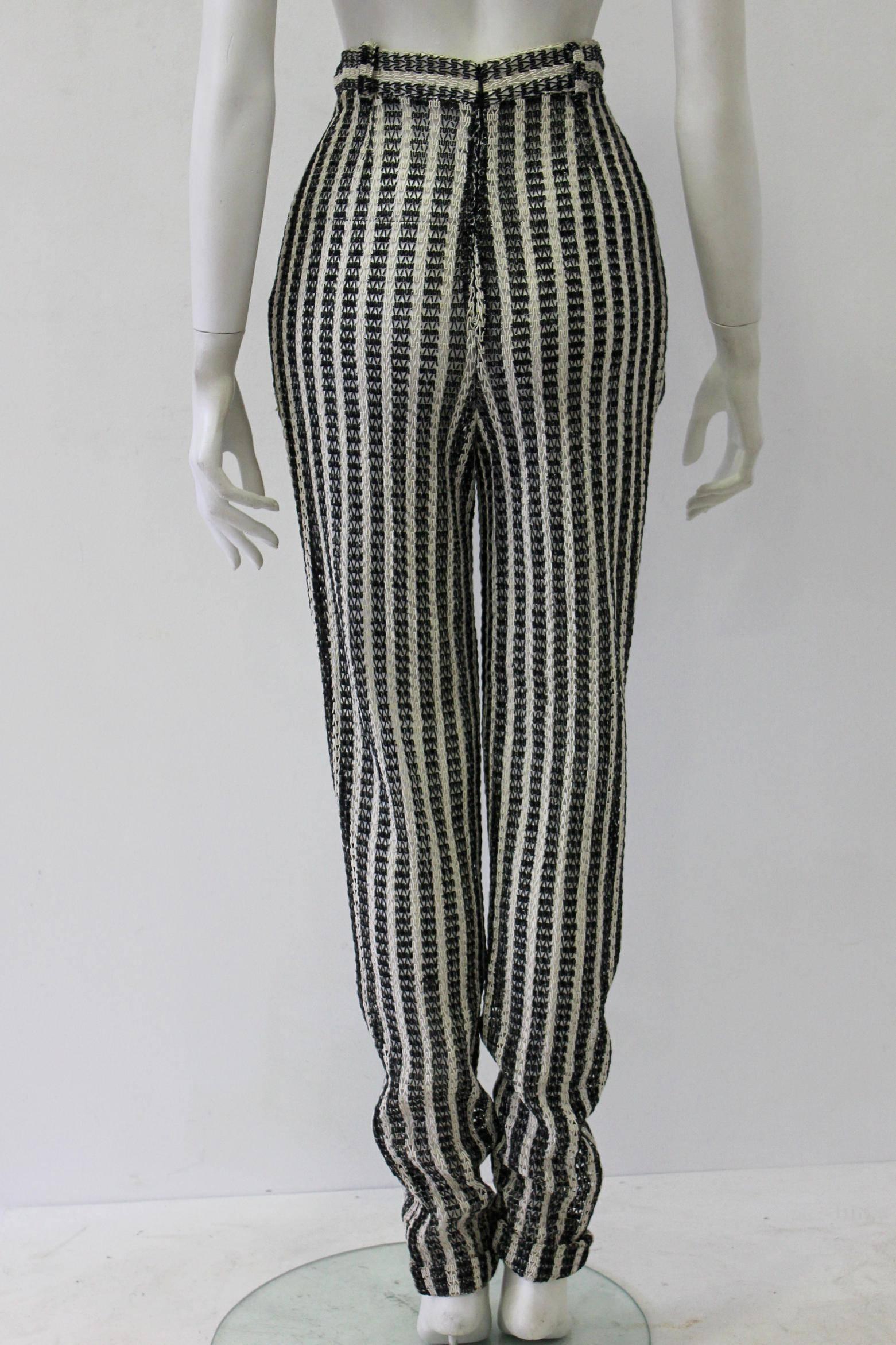 Unique Gianni Versace Couture Punk Striped Pants Fall 1993 In New Condition For Sale In Athens, Agia Paraskevi