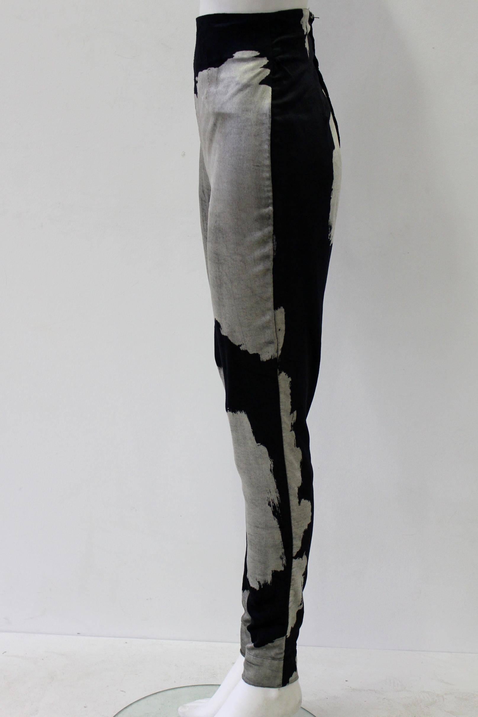 Black Rare Gianni Versace Couture Printed Pants Fall 1990 For Sale