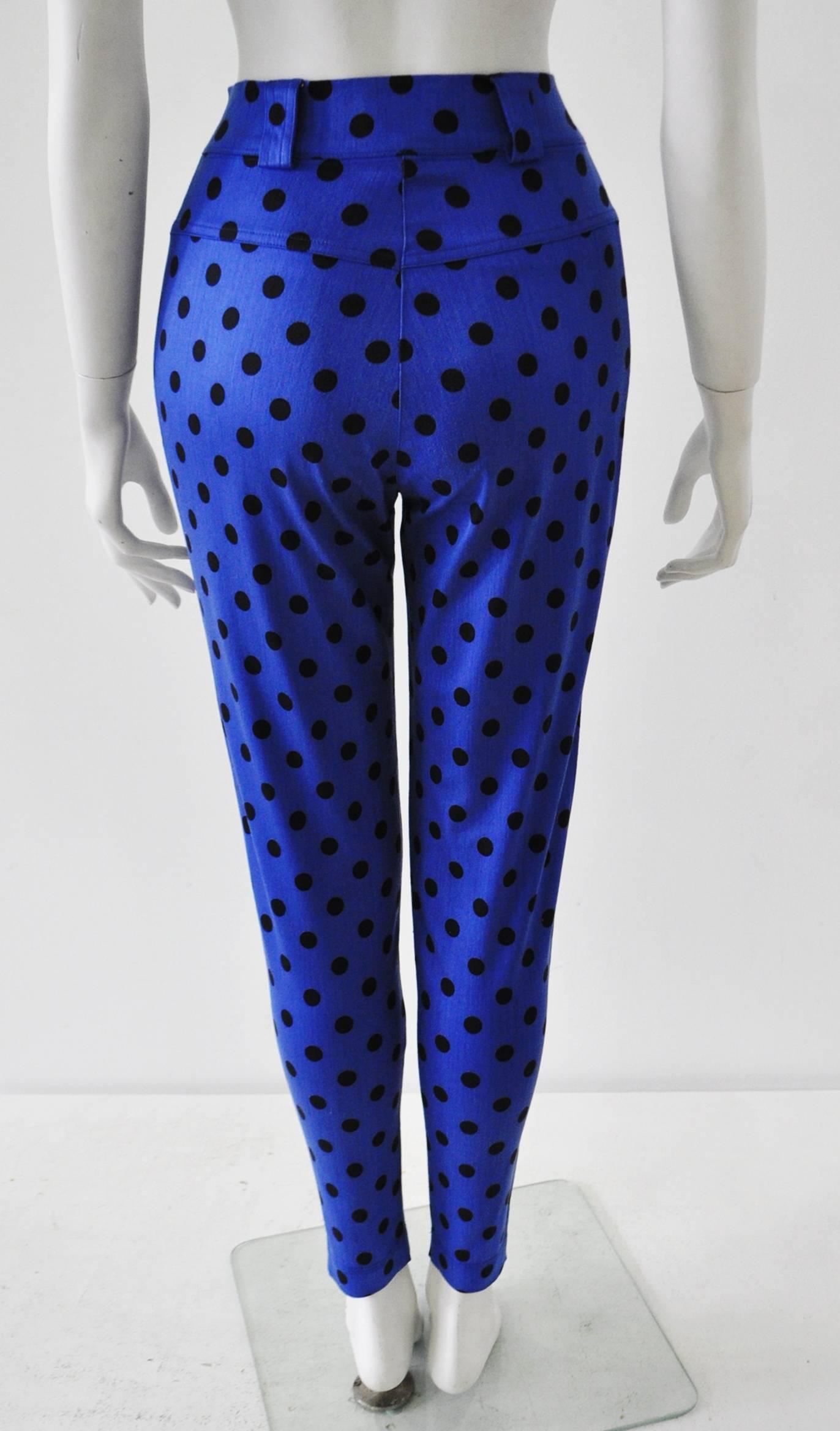 Gianni Versace High Waist Polka Dot Jeans Spring 1991 In Excellent Condition For Sale In Athens, Agia Paraskevi