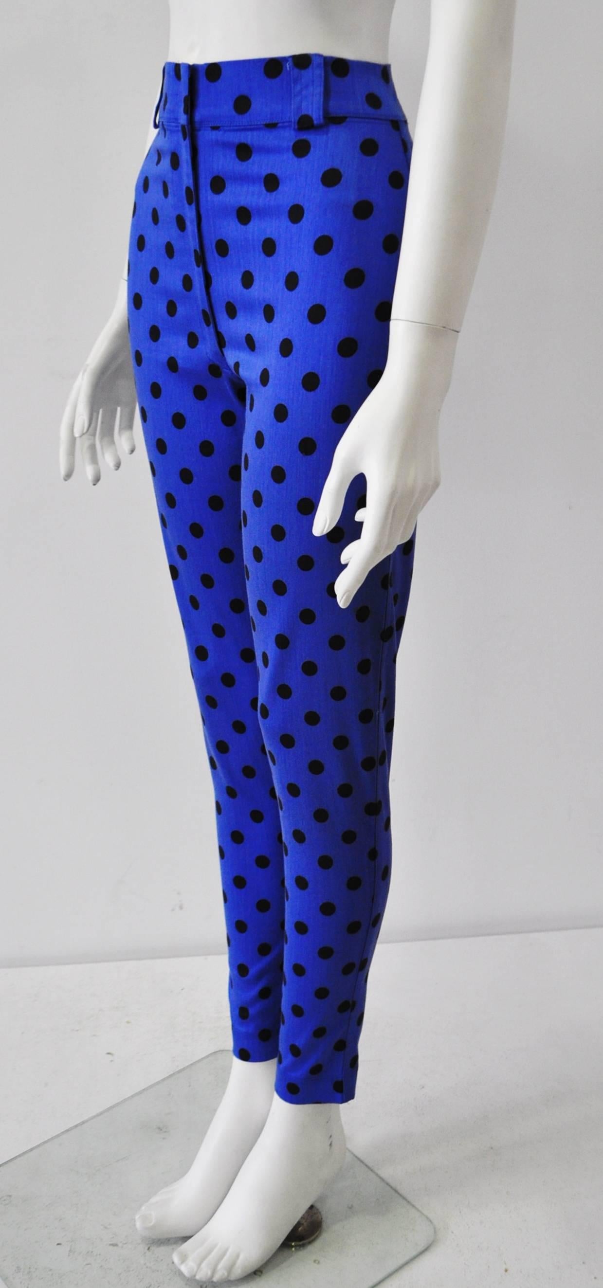 Purple Gianni Versace High Waist Polka Dot Jeans Spring 1991 For Sale