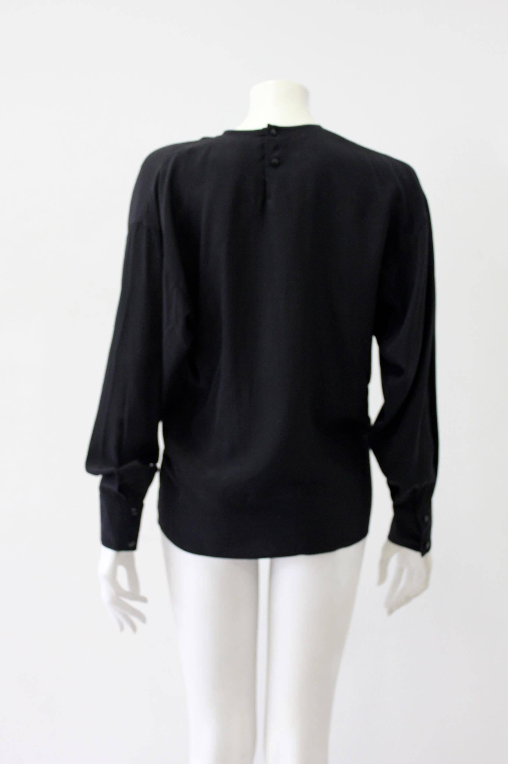 Black Very Rare Gianni Versace Silk Plisse Printed Shirt Fall 1989 For Sale