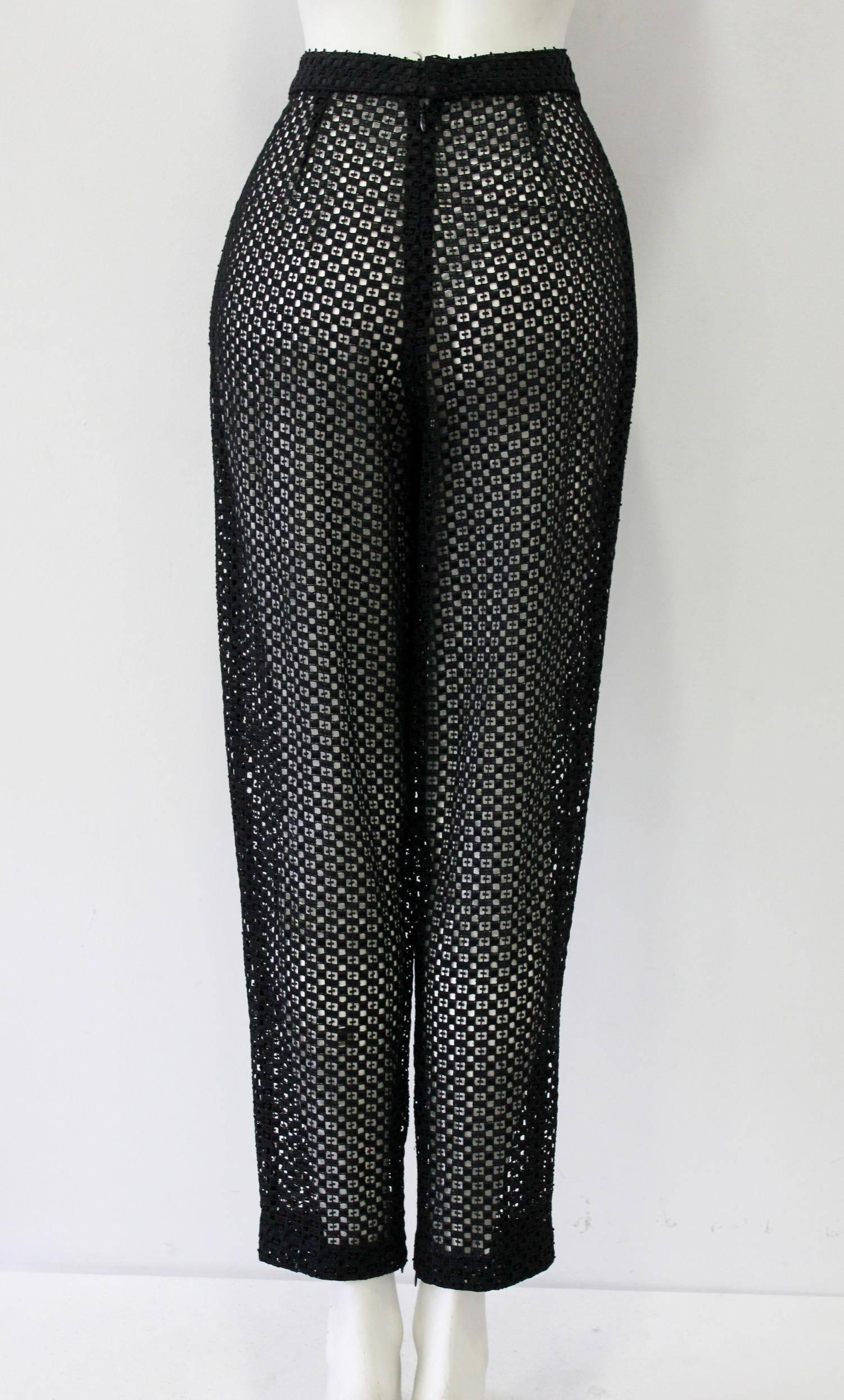 Women's Istante By Gianni Versace Black Net Pants  For Sale