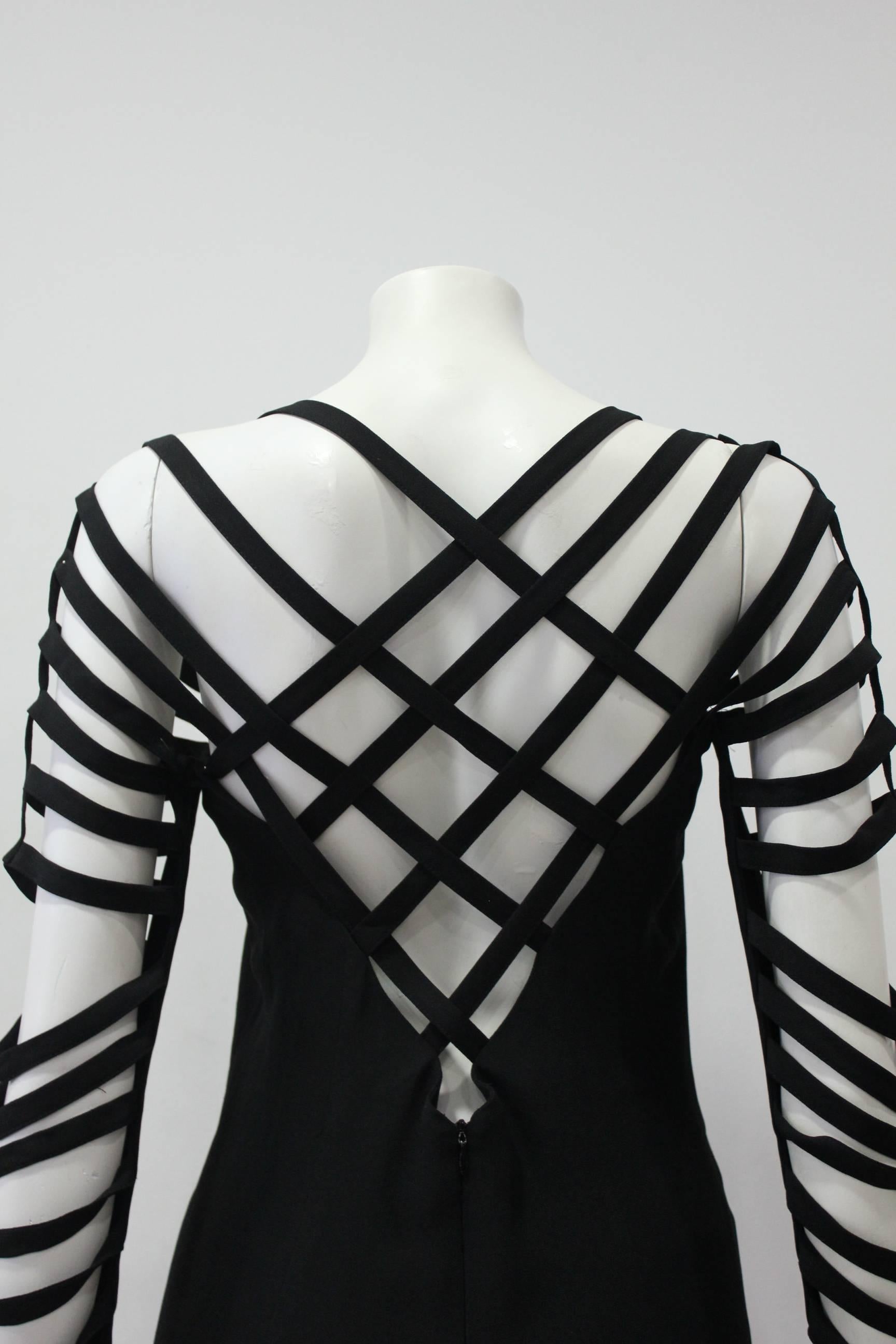 Unique Sophie Sitbon Black Cut Out Sleeve Dress For Sale 3