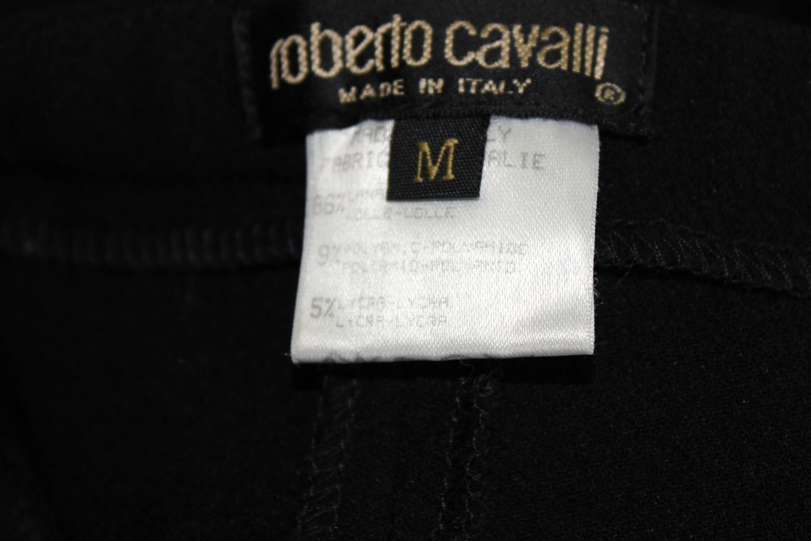 Roberto Cavalli Plain Boot Cut Pants And Black Glitter Strass For Sale 1