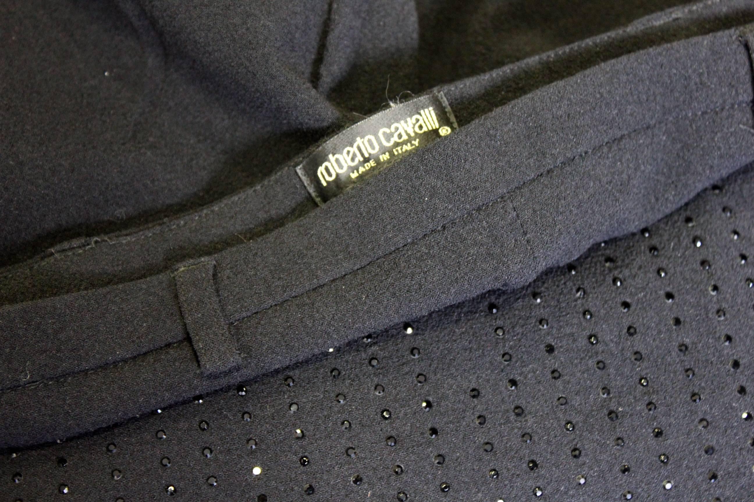 Women's Roberto Cavalli Plain Boot Cut Pants And Black Glitter Strass For Sale