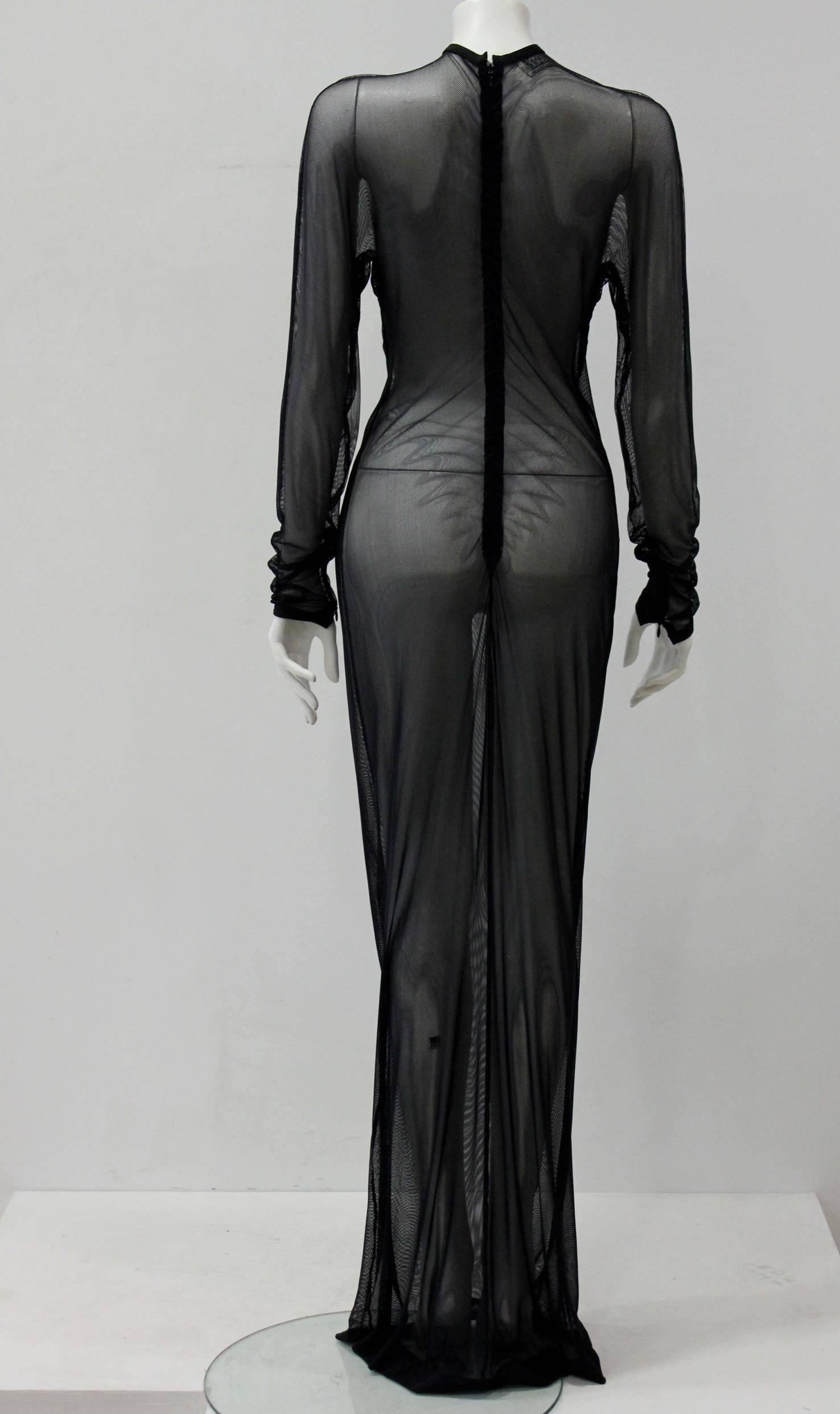 Unique Gianni Versace Sheer Net Maxi-Dress Fall 1990 In New Condition For Sale In Athens, Agia Paraskevi