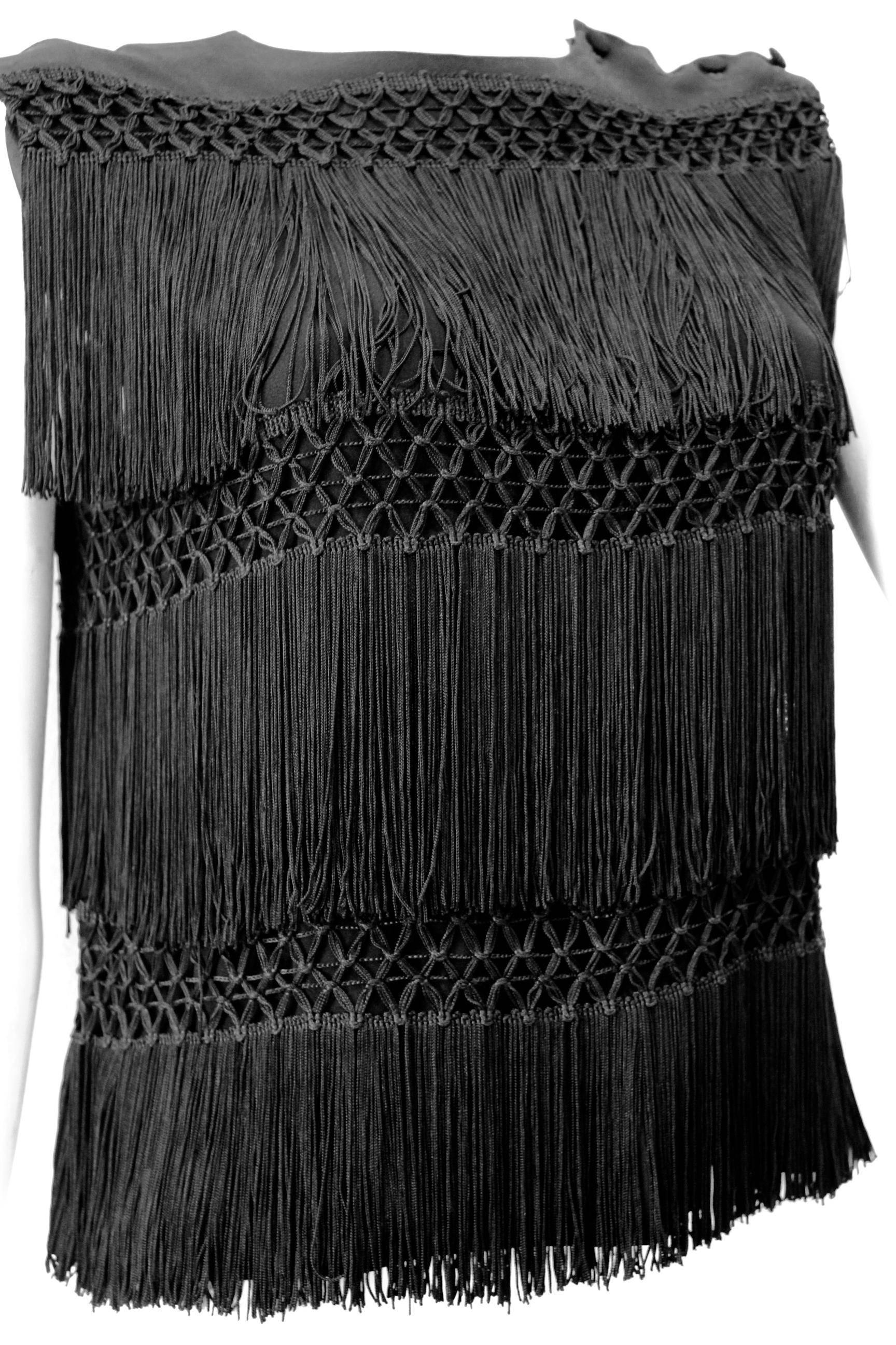 Black Rare Moschino Top With Fringes For Sale