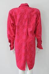 Byblos Fuchsia High-Low Rose & Leaf Print Shirt 1983