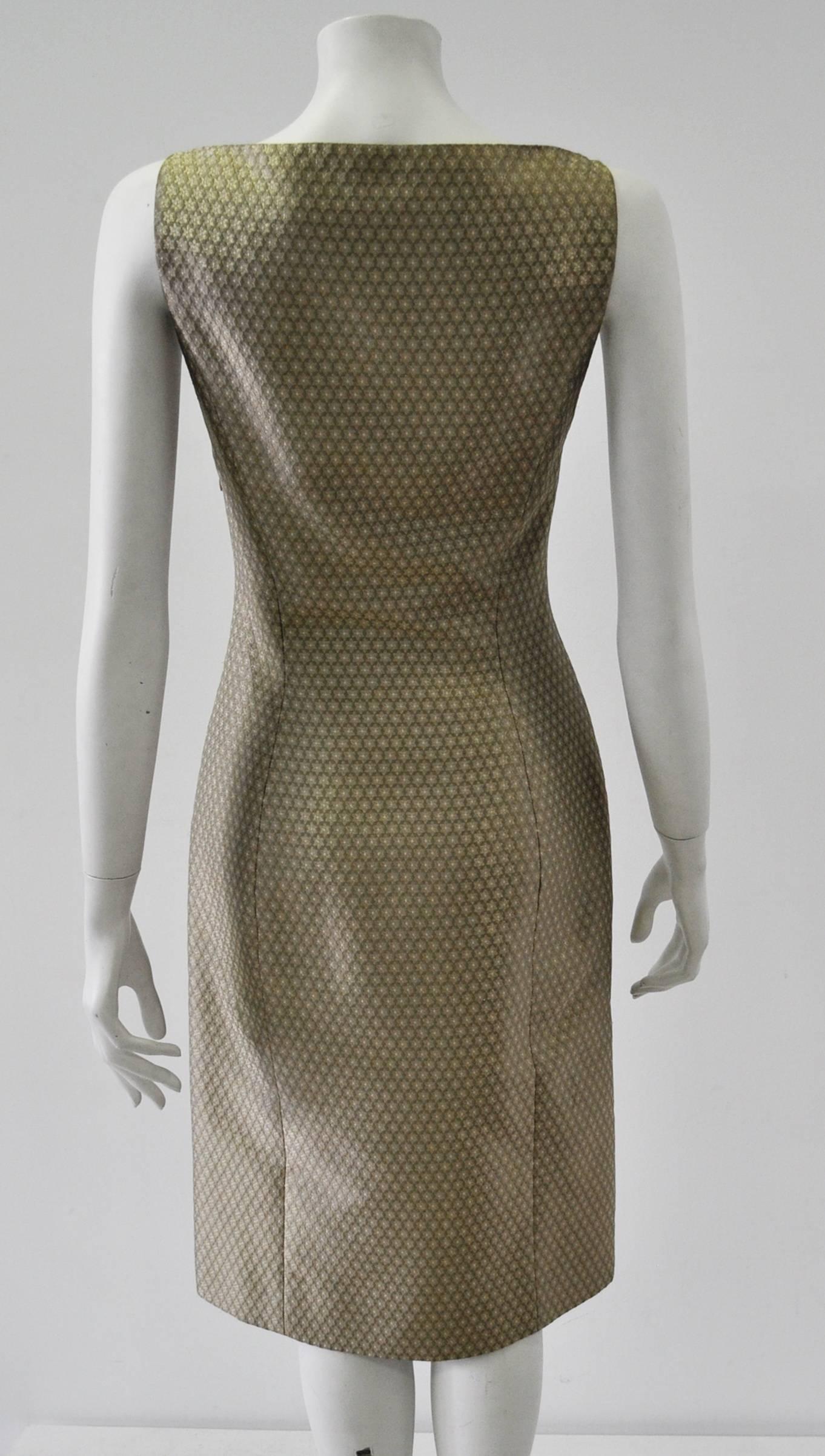 Istante By Gianni Versace Brocard Metalisse Dress 1990's In Excellent Condition For Sale In Athens, Agia Paraskevi