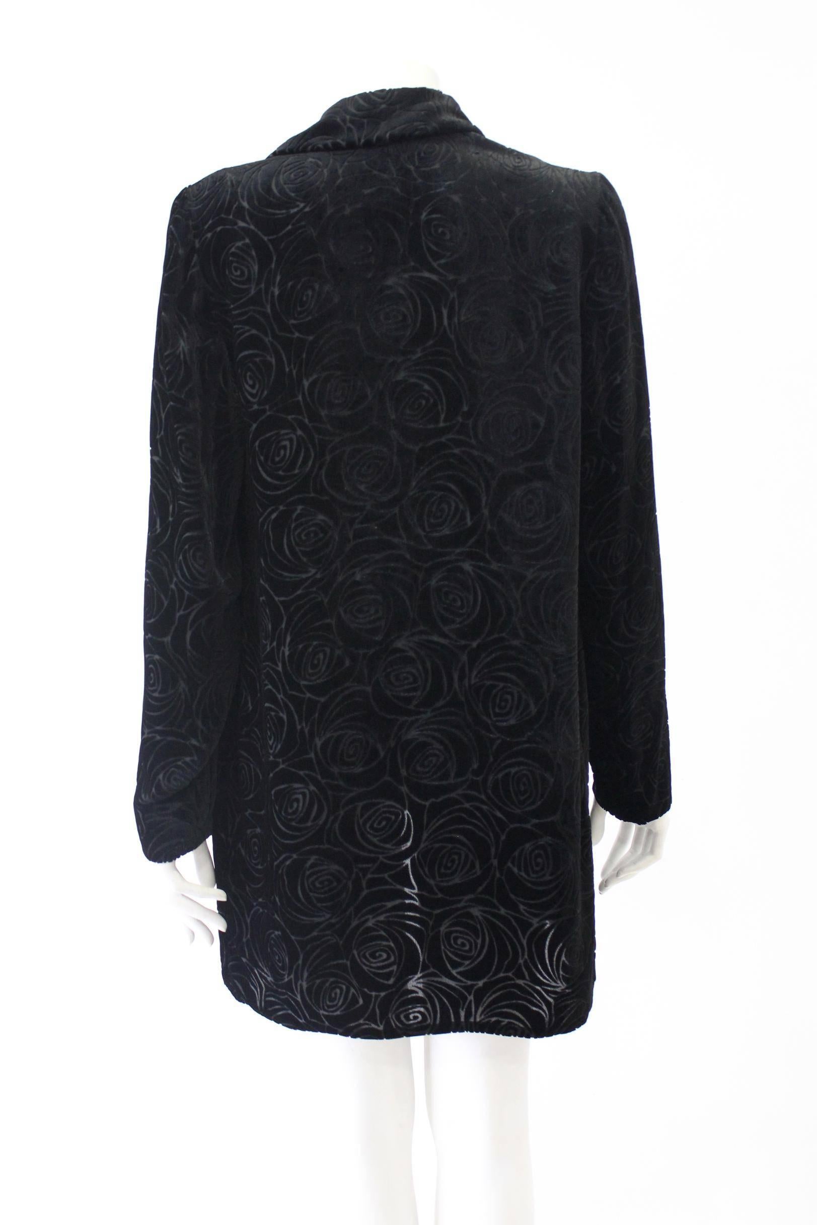 Black Gianni Versace Couture Laser Cut Silk Velvet Evening Jacket Fall 1997 For Sale