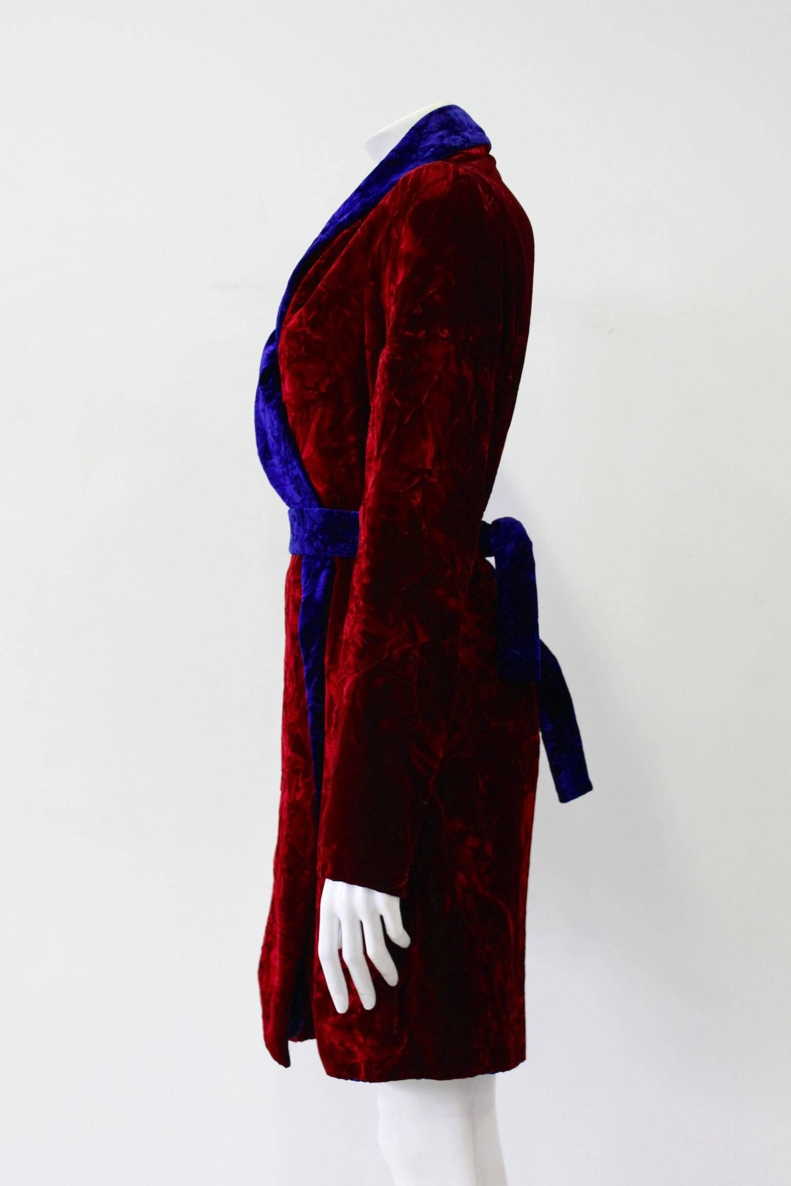 Istante By Gianni Versace Crushed Velvet Evening Coat With Belt Fall/Winter 1997