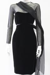 Einzigartiges Gianfranco Ferre Cocktailkleid aus durchsichtigem Samt 1980er Jahre