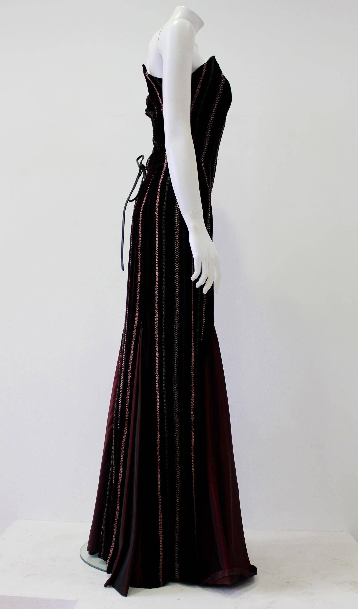 One Of A Kind Gianfranco Ferre Silk Velvet Evening Gown 1990's