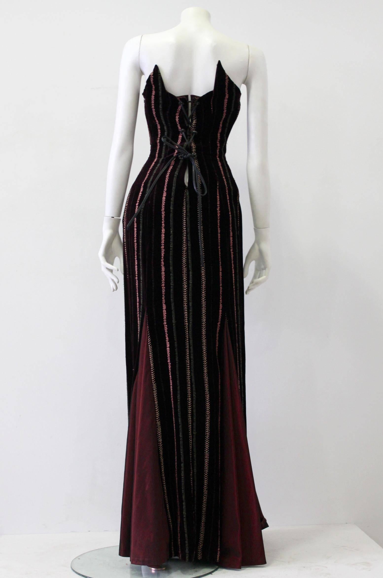 Black Gianfranco Ferre Silk Velvet Evening Gown 1990s For Sale