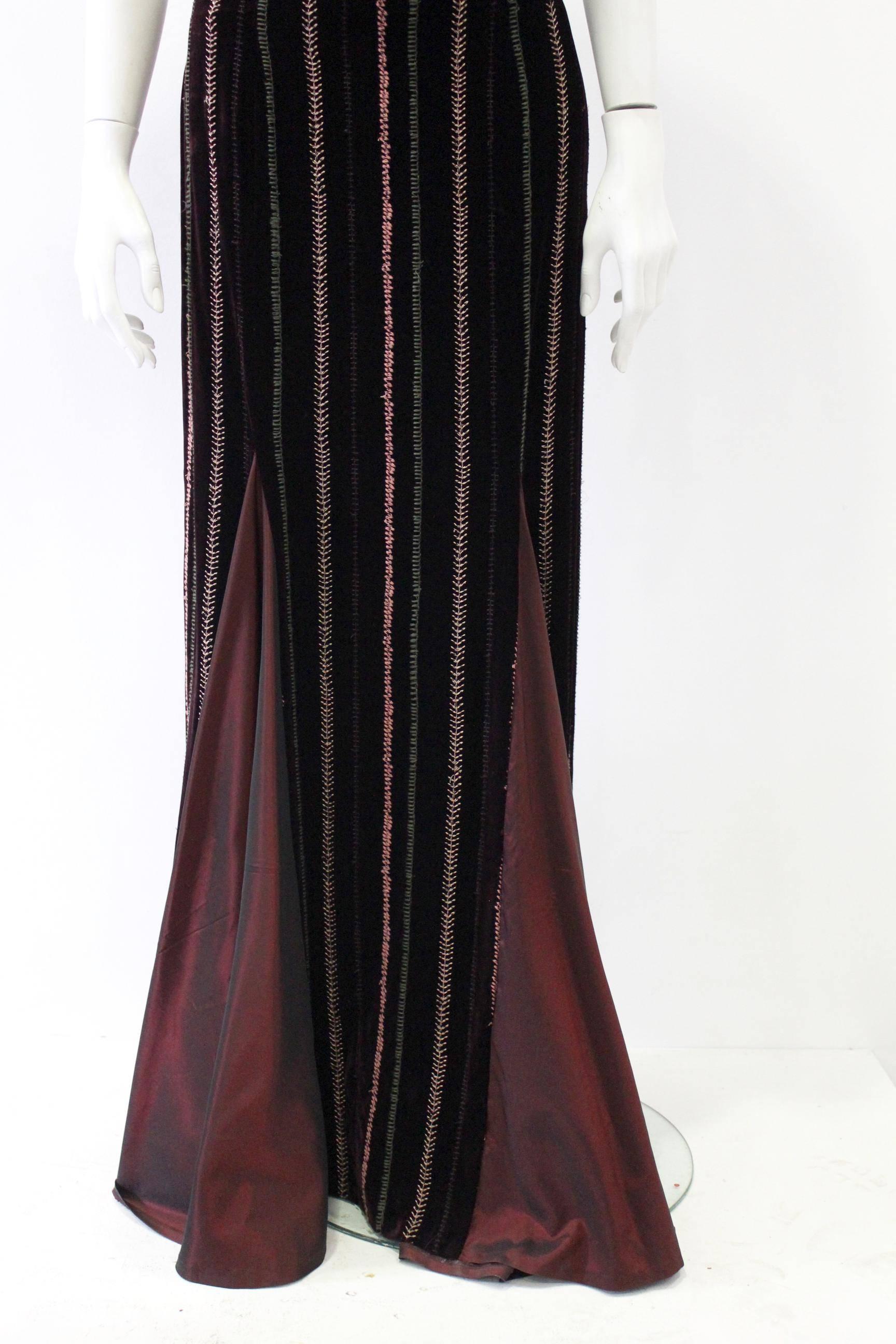 Gianfranco Ferre Silk Velvet Evening Gown 1990s For Sale 2