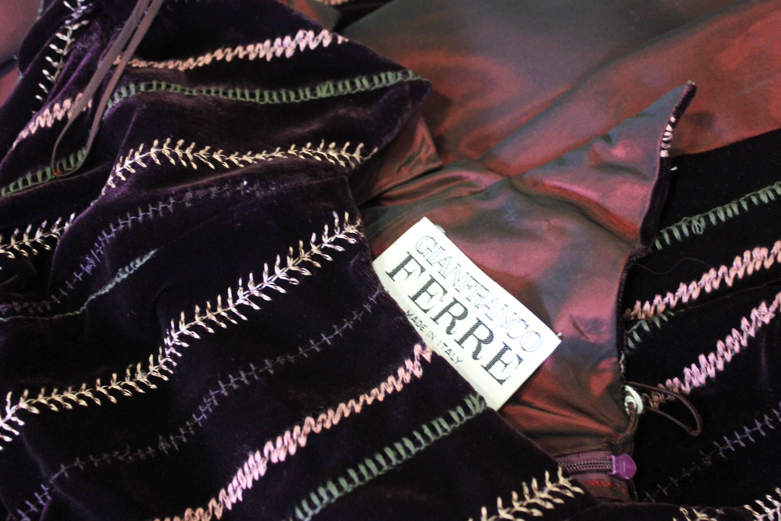Gianfranco Ferre Silk Velvet Evening Gown 1990s For Sale 3
