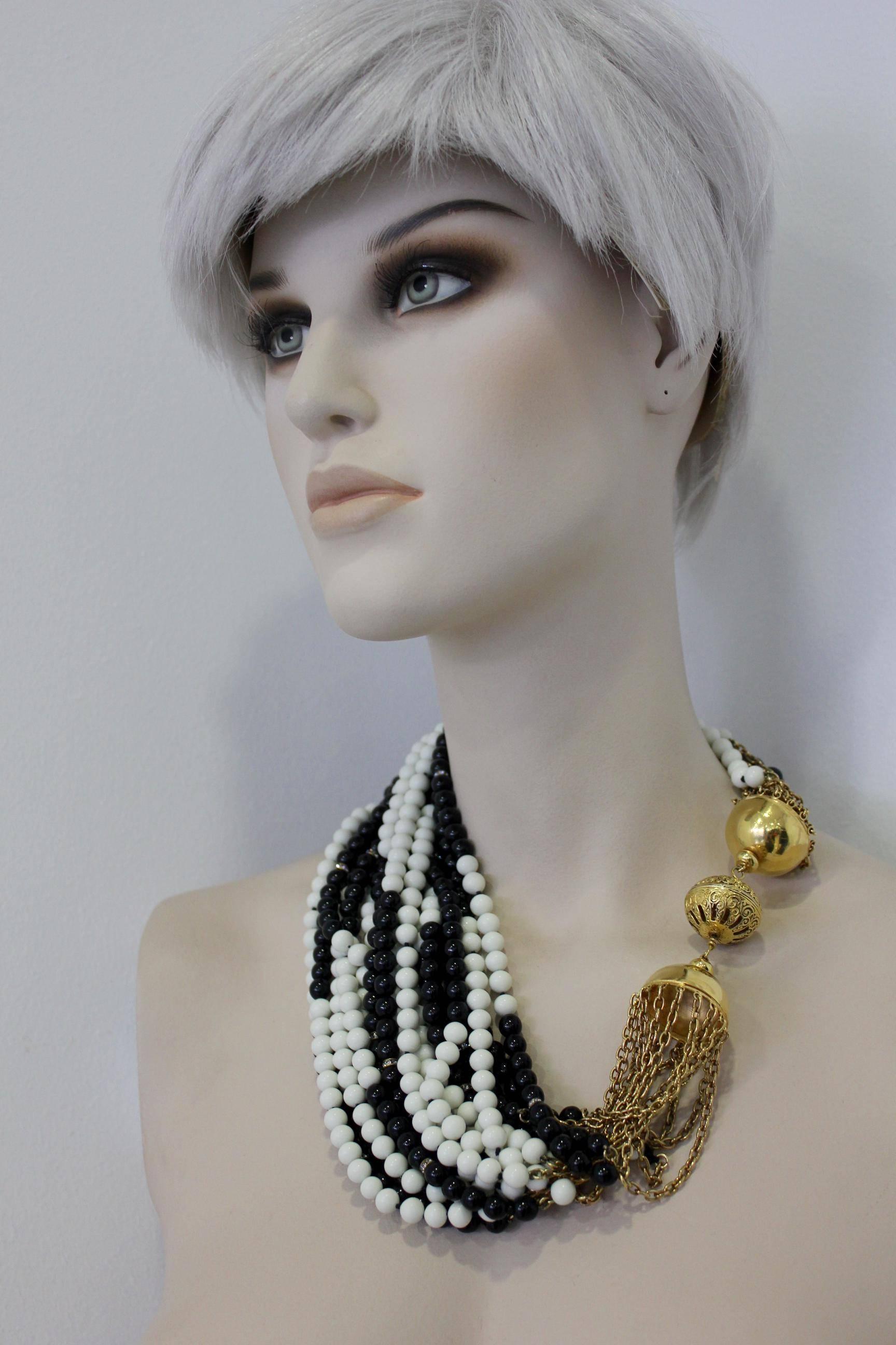 Gianfranco Ferre Dramatic Multi Strand Necklace 1990's In New Condition For Sale In Athens, Agia Paraskevi