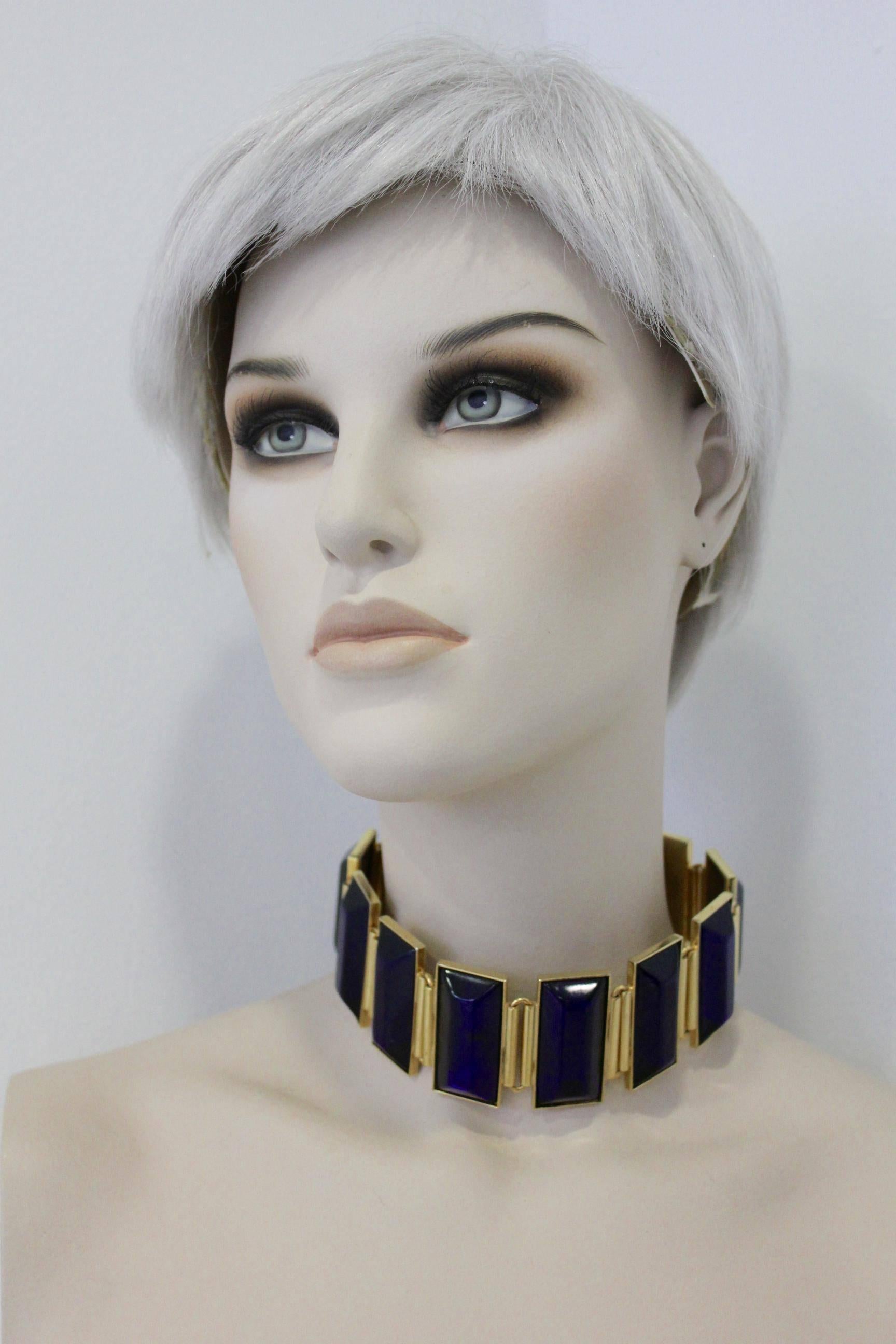 Brown Gianfranco Ferre Oversized Paste Metal Collar 1990's For Sale