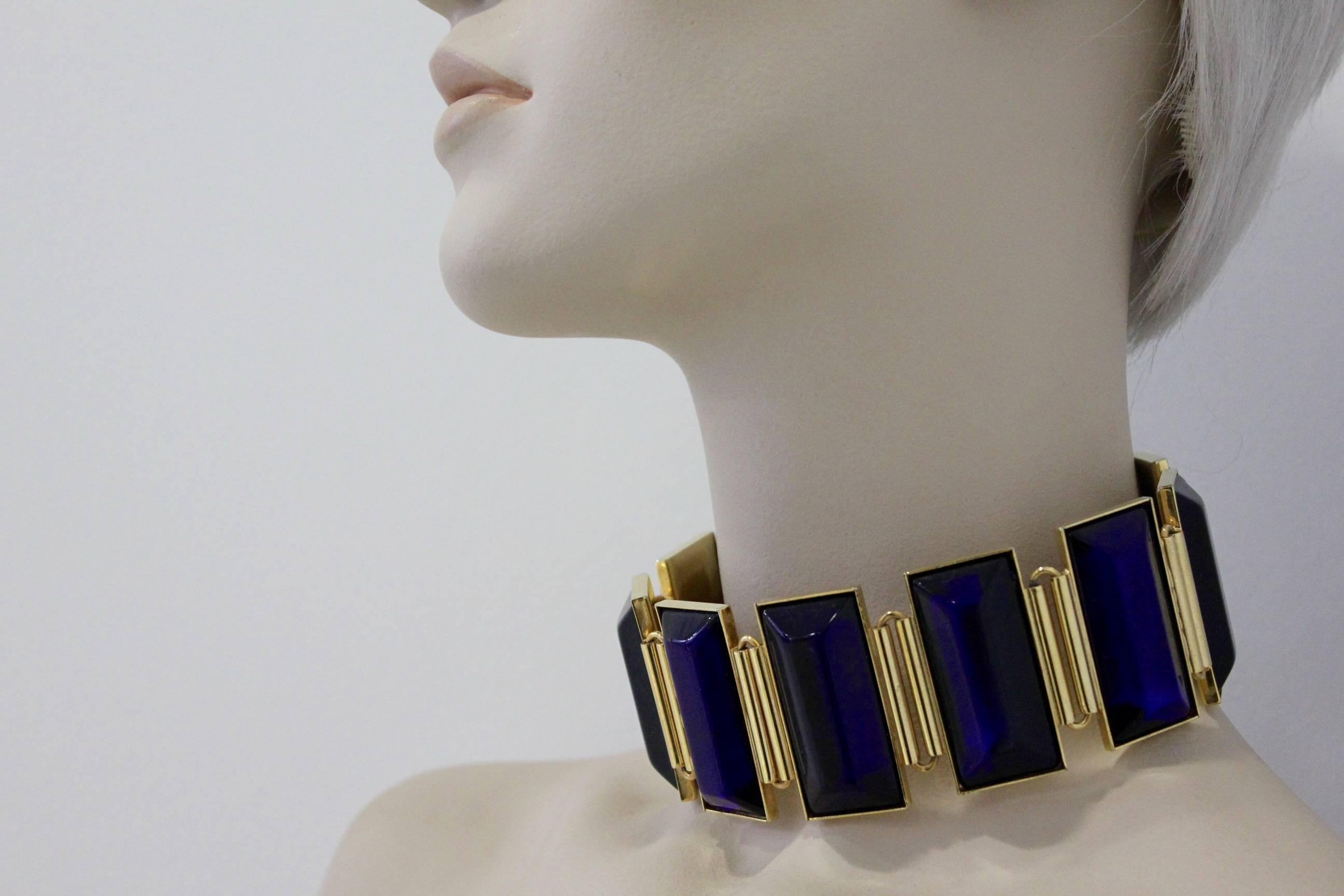 Gianfranco Ferre Oversized Paste Metal Collar 1990's In New Condition For Sale In Athens, Agia Paraskevi