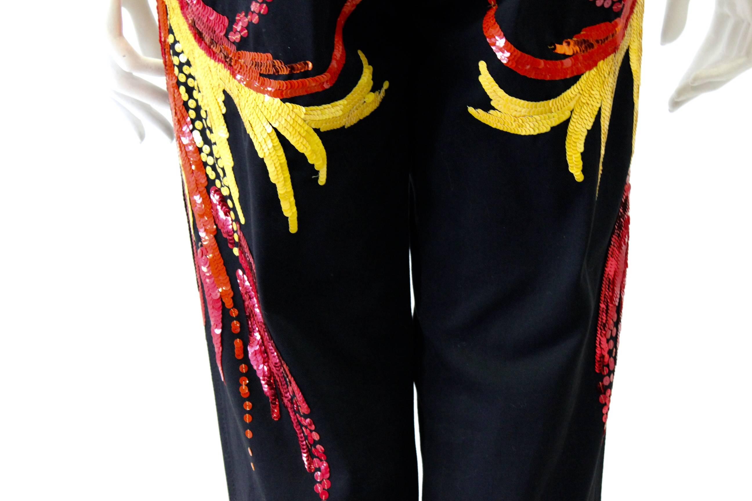 Rare Gianfranco Ferre Denim Sequin Trousers 1990's For Sale 1