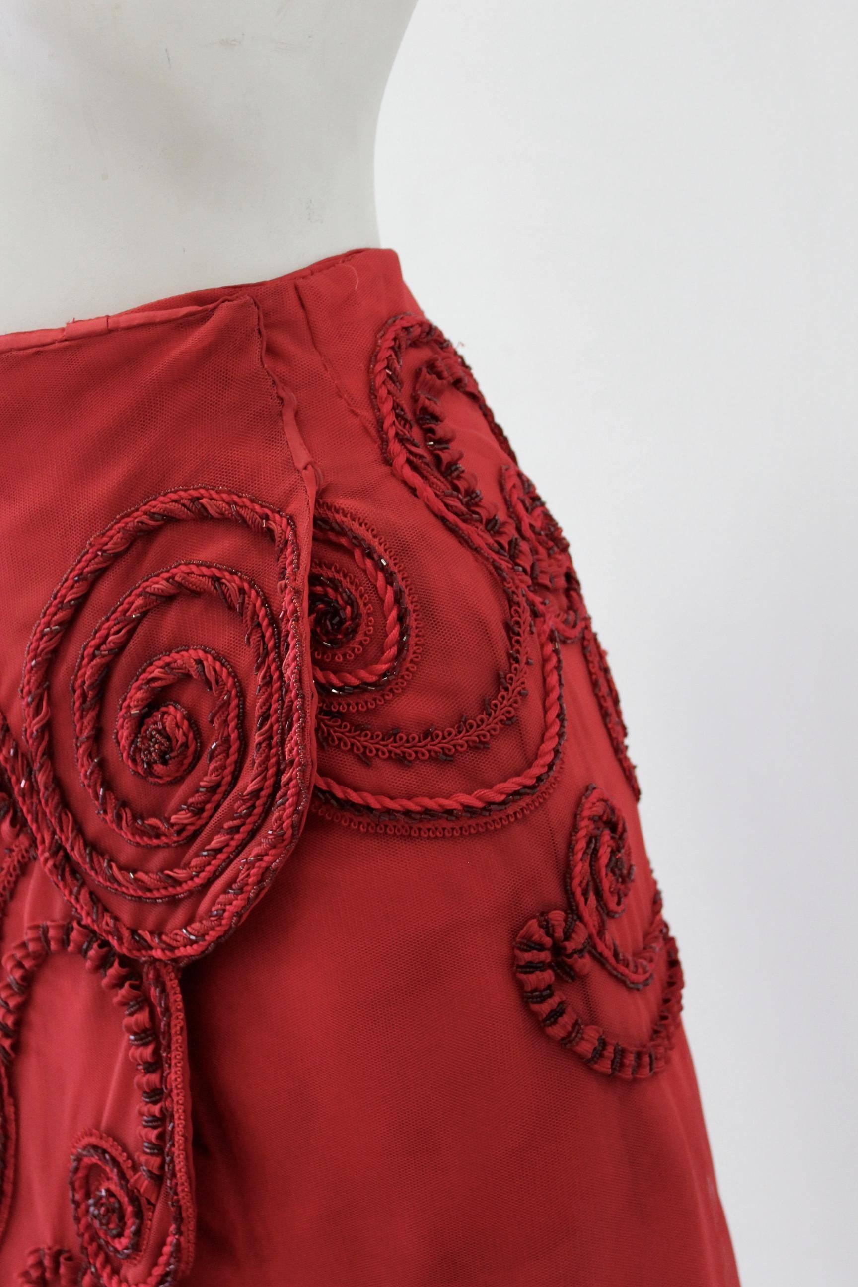 Unique Atelier Versace Hand Embroidered Silk Skirt 1990's In New Condition For Sale In Athens, Agia Paraskevi