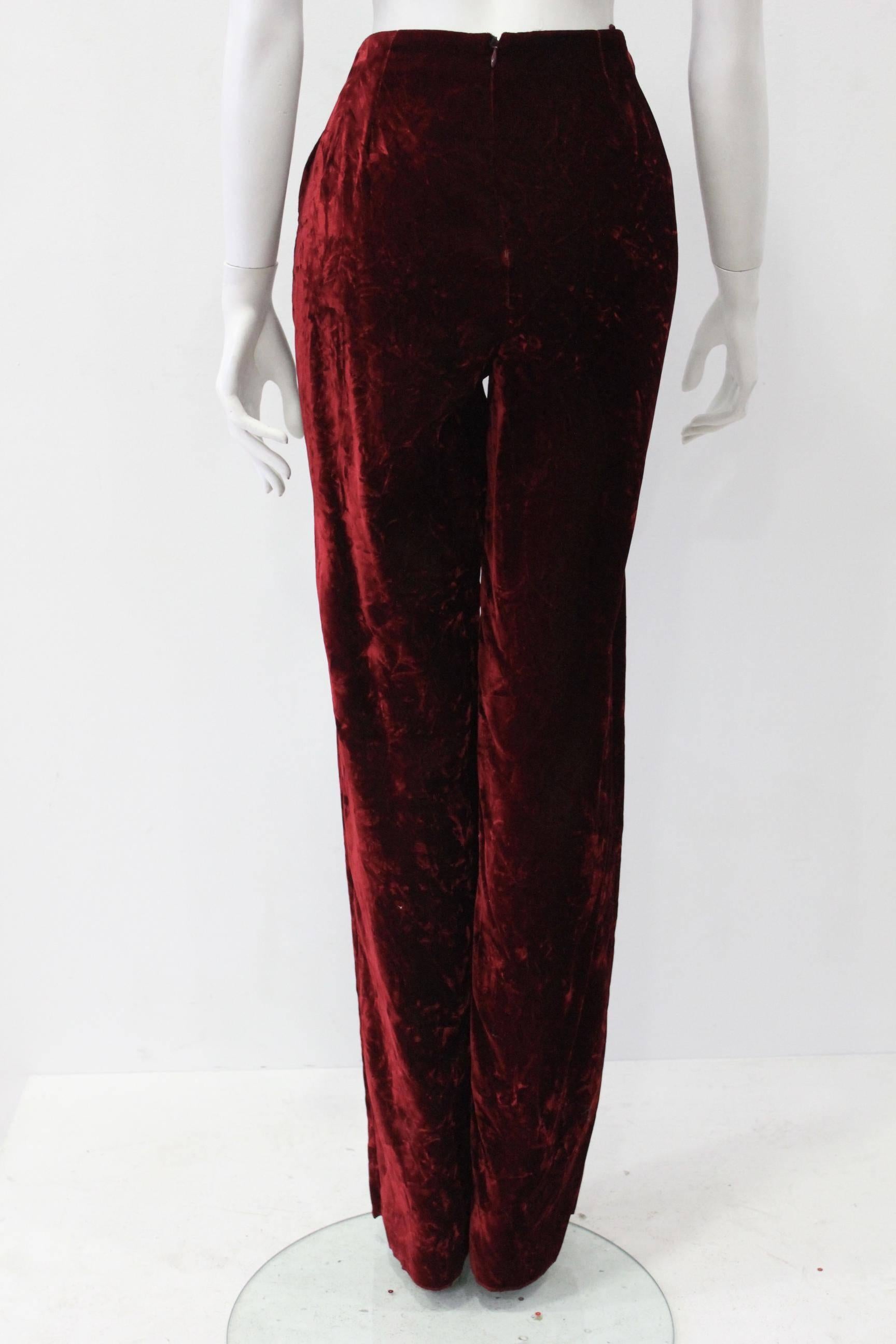 Istante By Gianni Versace Crushed Velvet Pants Fall/Winter 1997 In New Condition For Sale In Athens, Agia Paraskevi