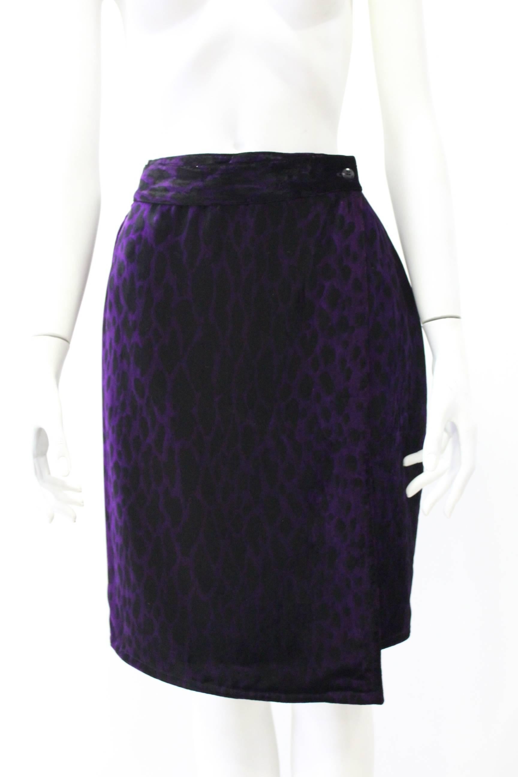 Unique Gianni Versace Couture Velvet Leopard Print Wrap Up Skirt.