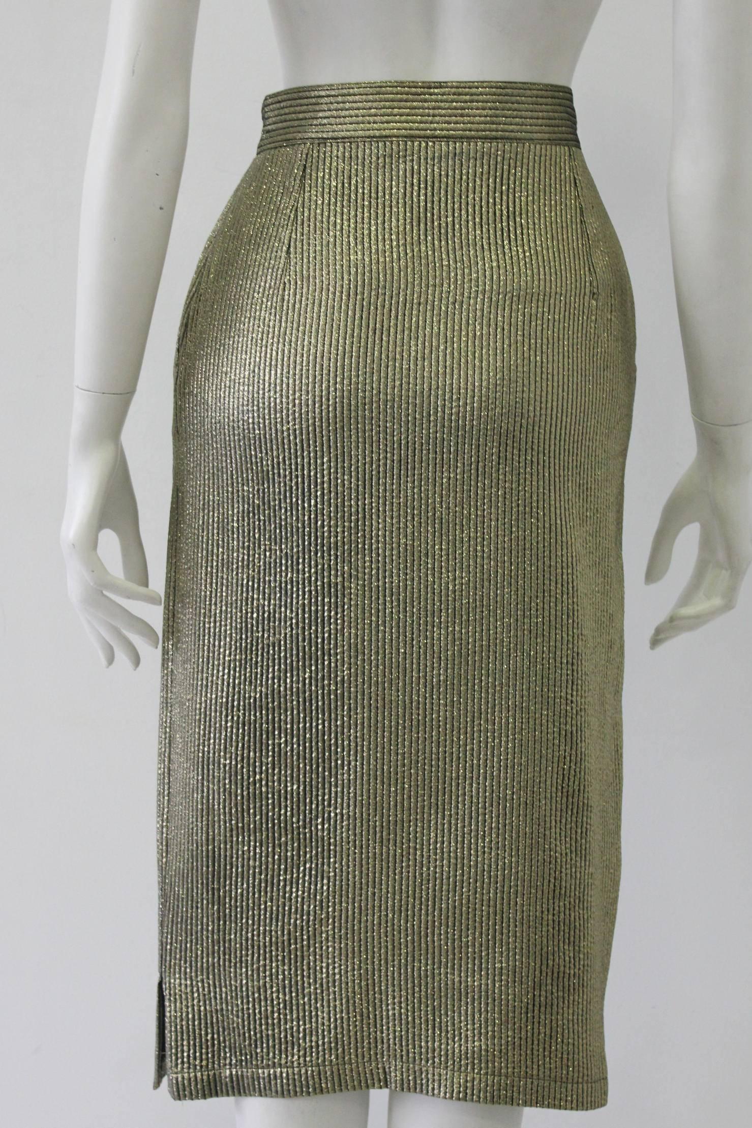 Women's Early Gianni Versace Brocade Gold Lurex Skirt For Sale