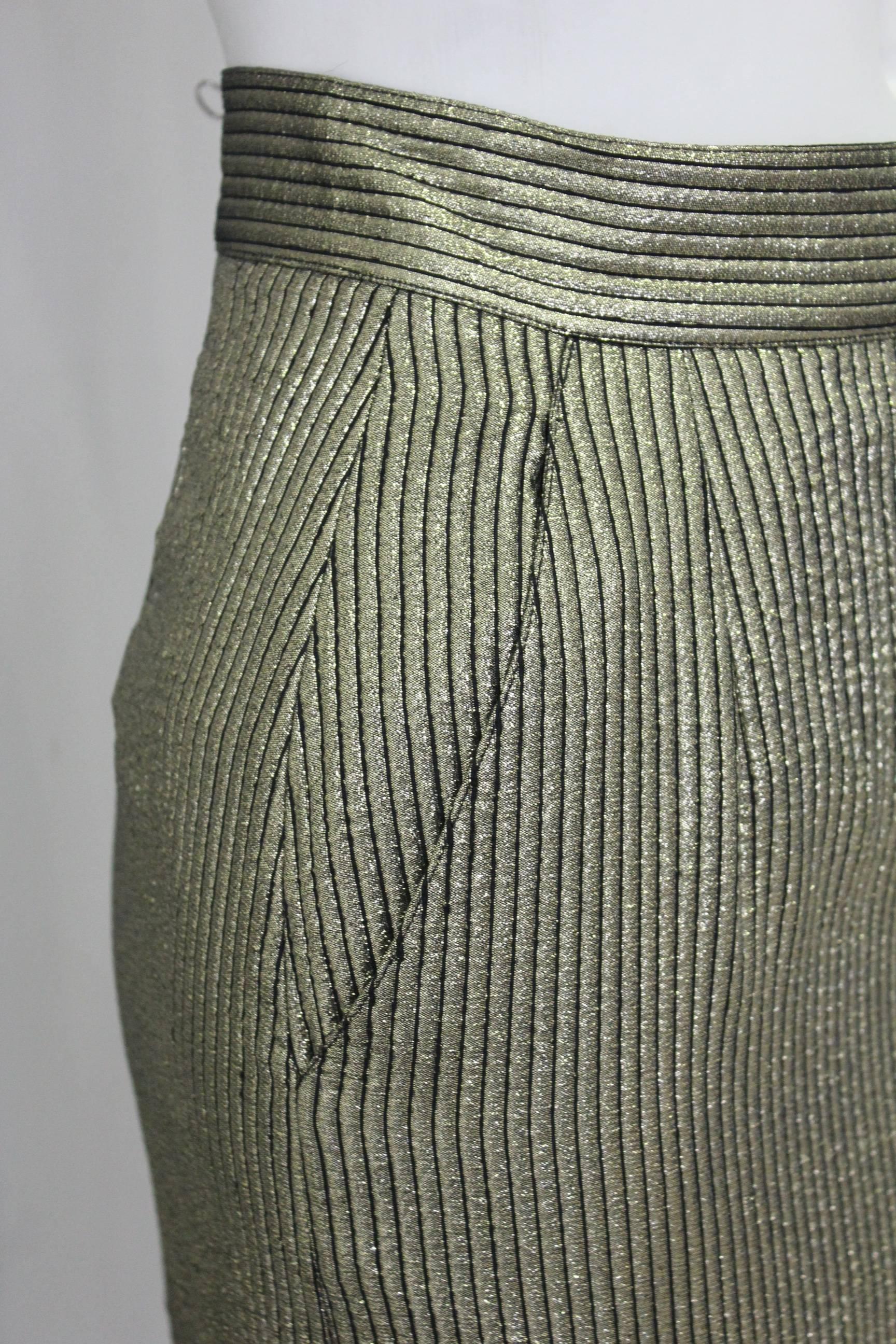 Early Gianni Versace Brocade Gold Lurex Skirt For Sale 1