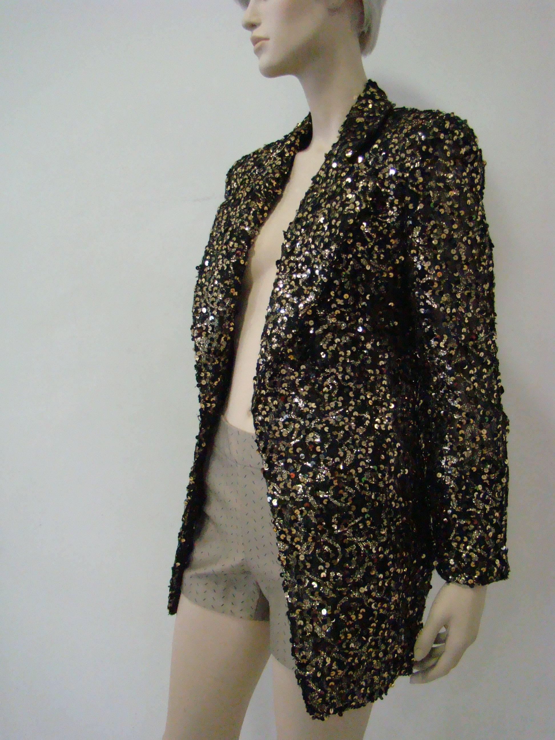 Unique Gianfranco Ferre Lurex Net Sequin Jacket 1990's In New Condition For Sale In Athens, Agia Paraskevi