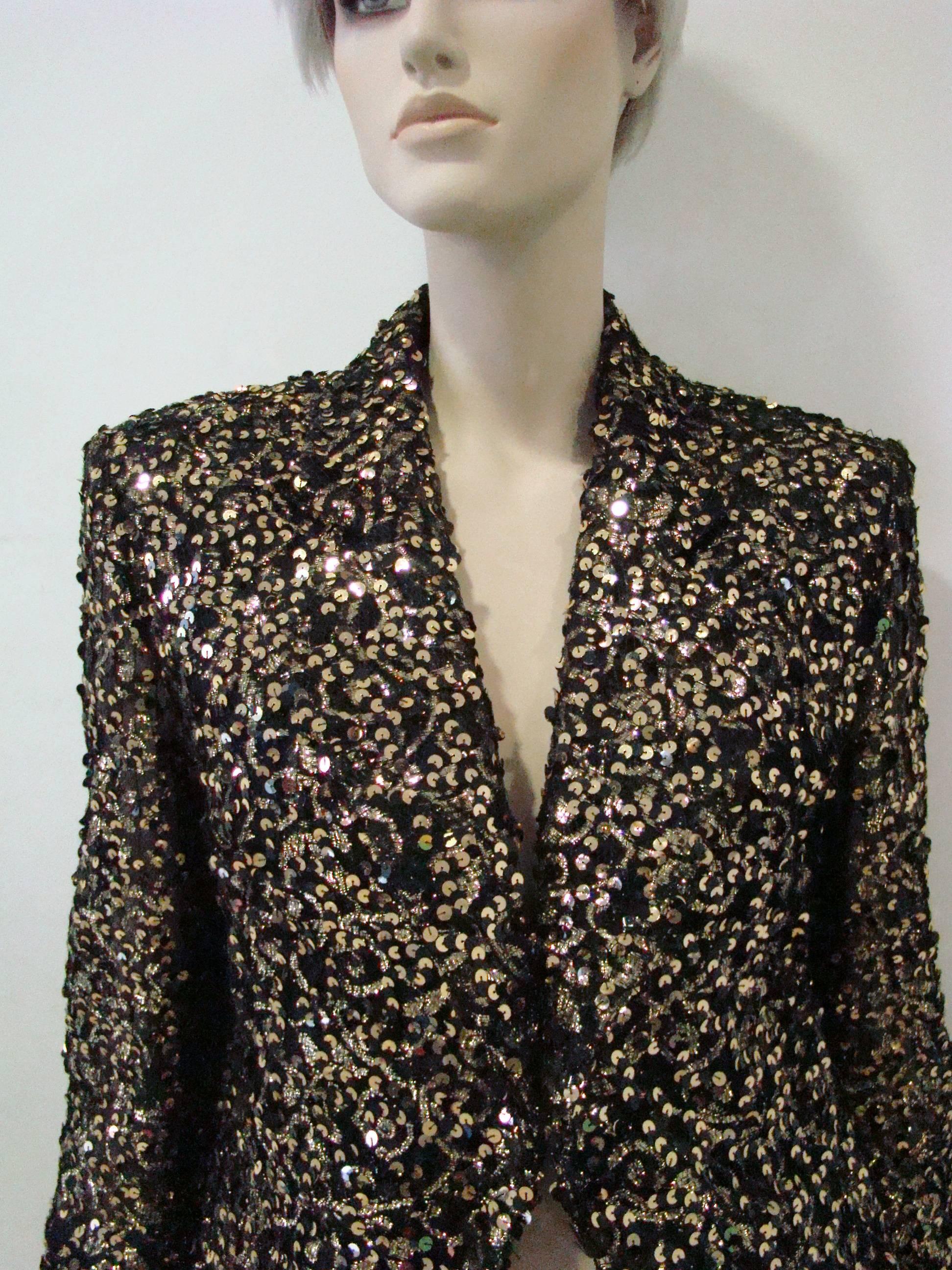 Unique Gianfranco Ferre Lurex Net Sequin Jacket 1990's For Sale 1