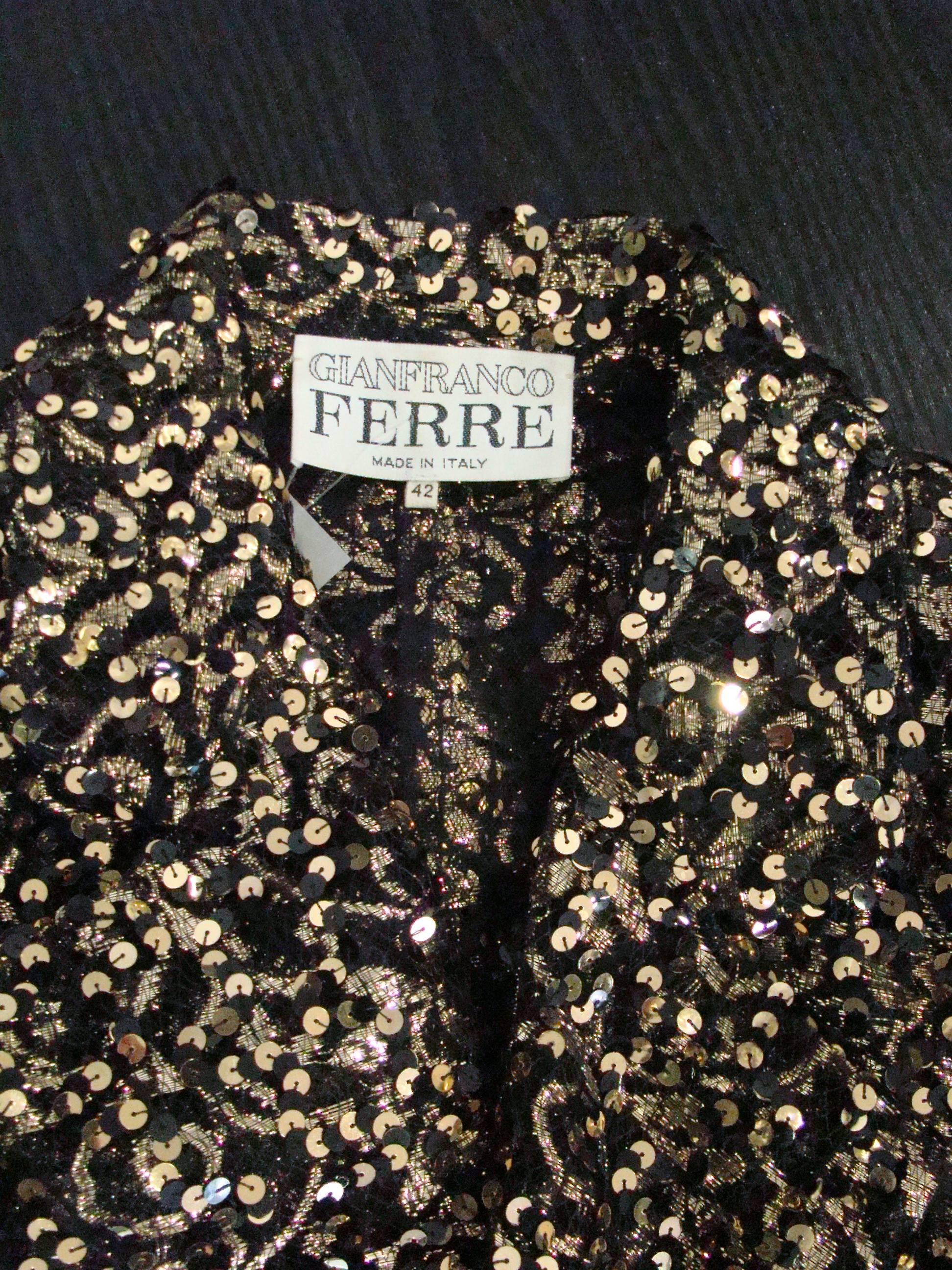 Unique Gianfranco Ferre Lurex Net Sequin Jacket 1990's For Sale 2