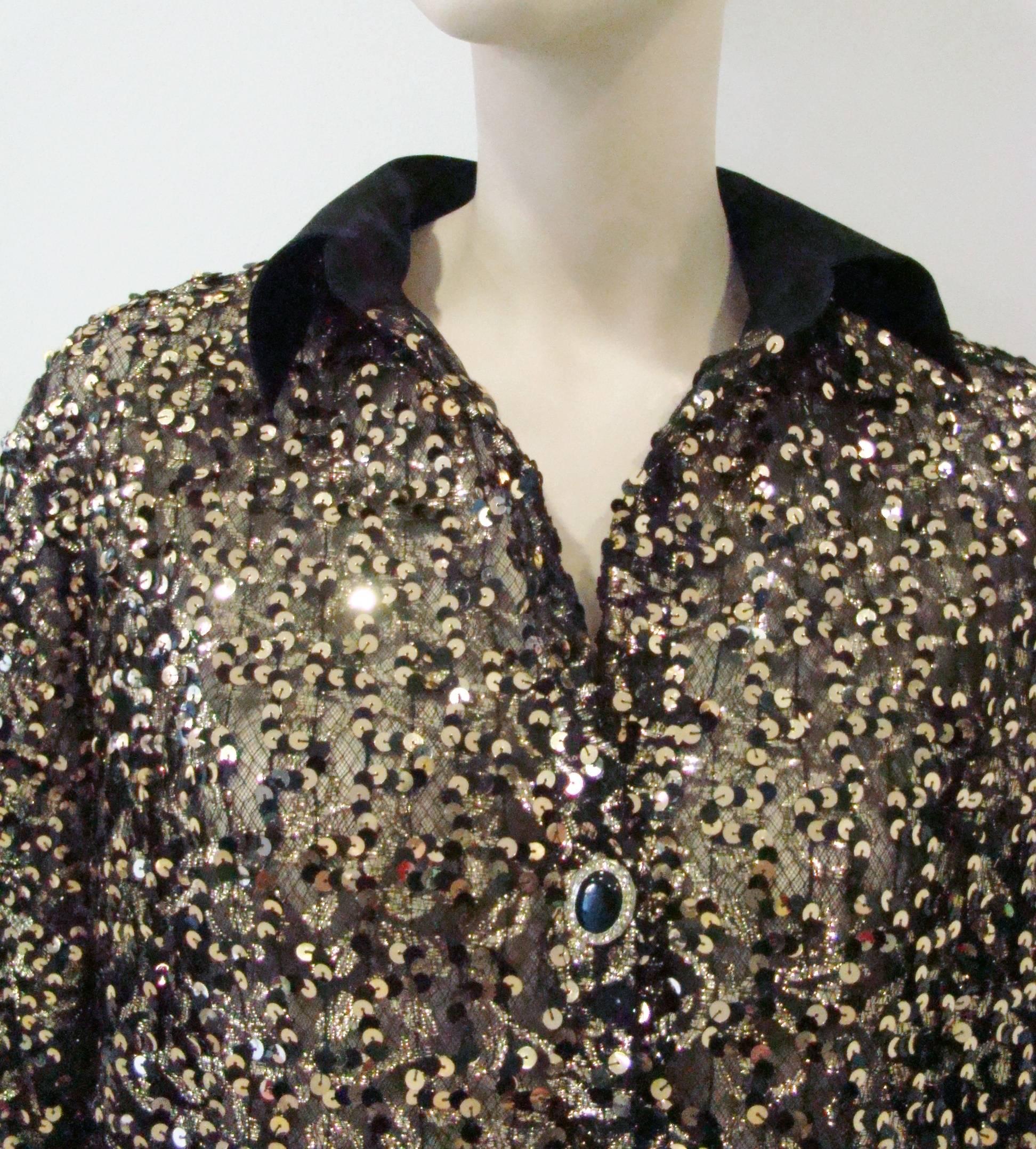 Unique Gianfranco Ferre Lurex Net Sequin Jacket 1990's For Sale 2