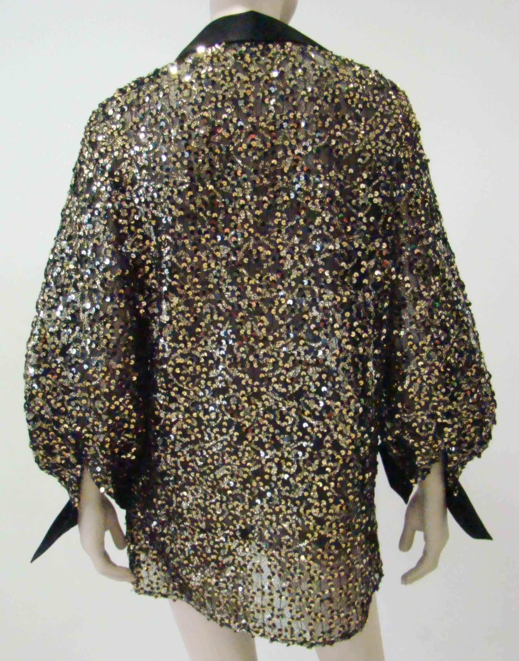 Unique Gianfranco Ferre Lurex Net Sequin Jacket 1990's In New Condition For Sale In Athens, Agia Paraskevi