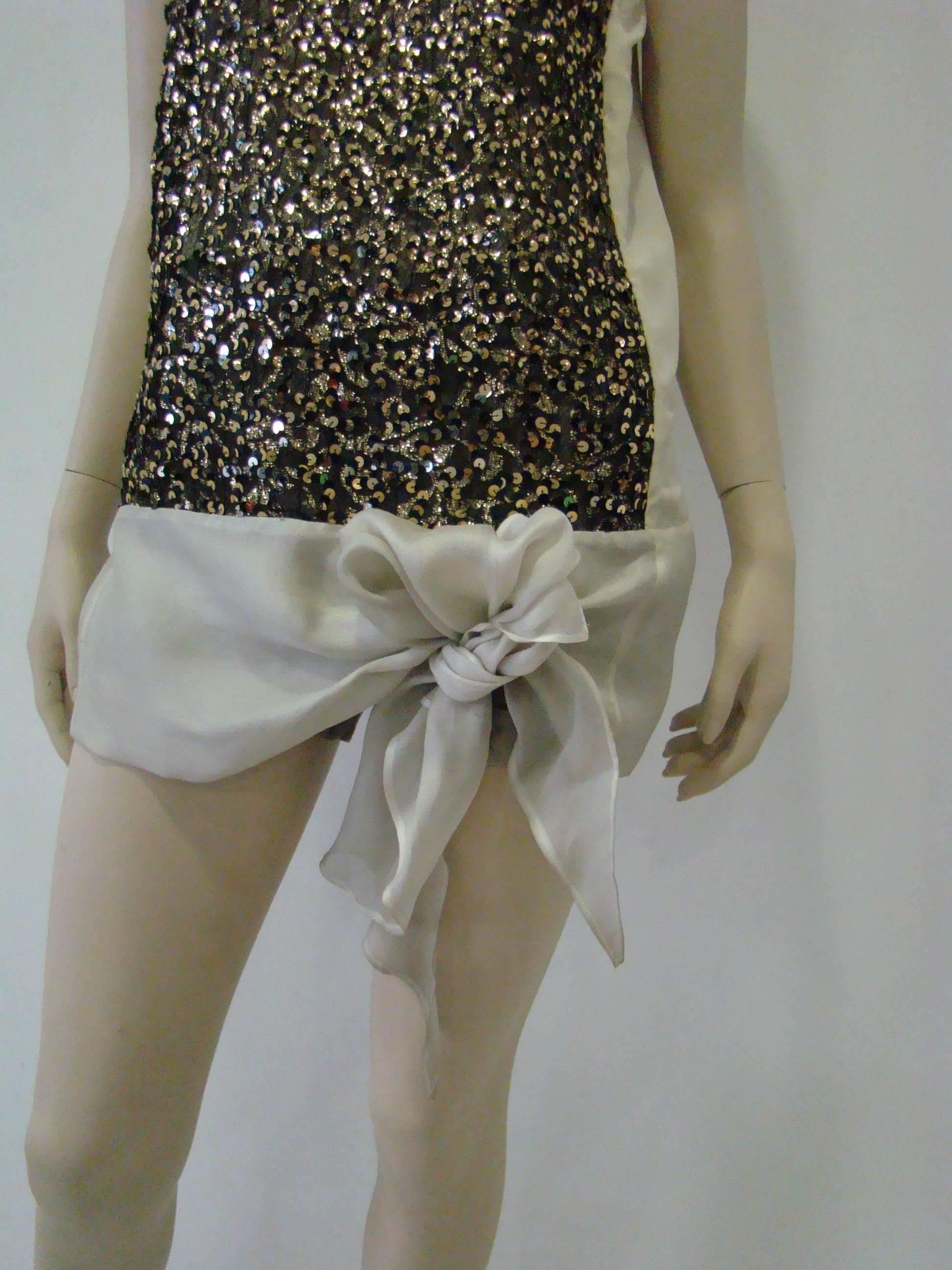 Women's Important Gianfranco Ferre Lurex Net Sequin Silk Top 1990's For Sale