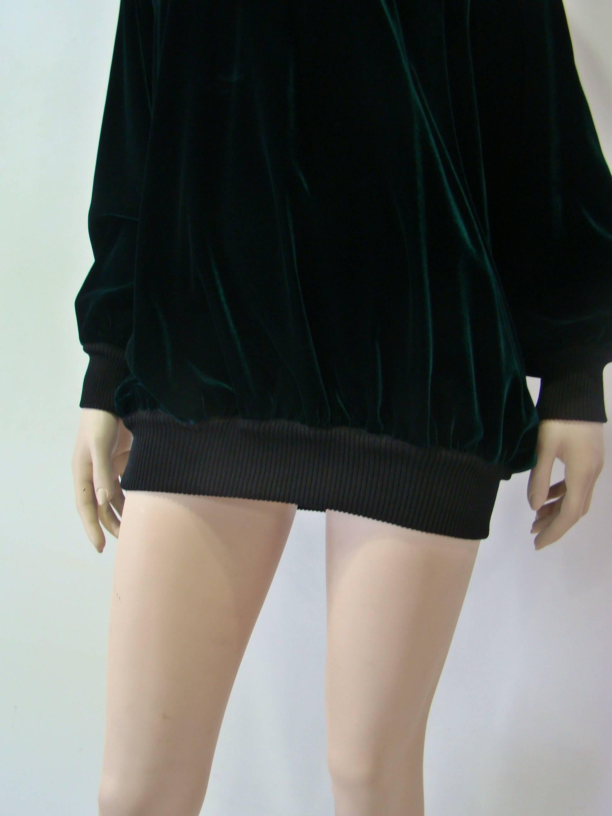 Rare Gianfranco Ferre Green Emerald Velvet Mini Dress For Sale 1