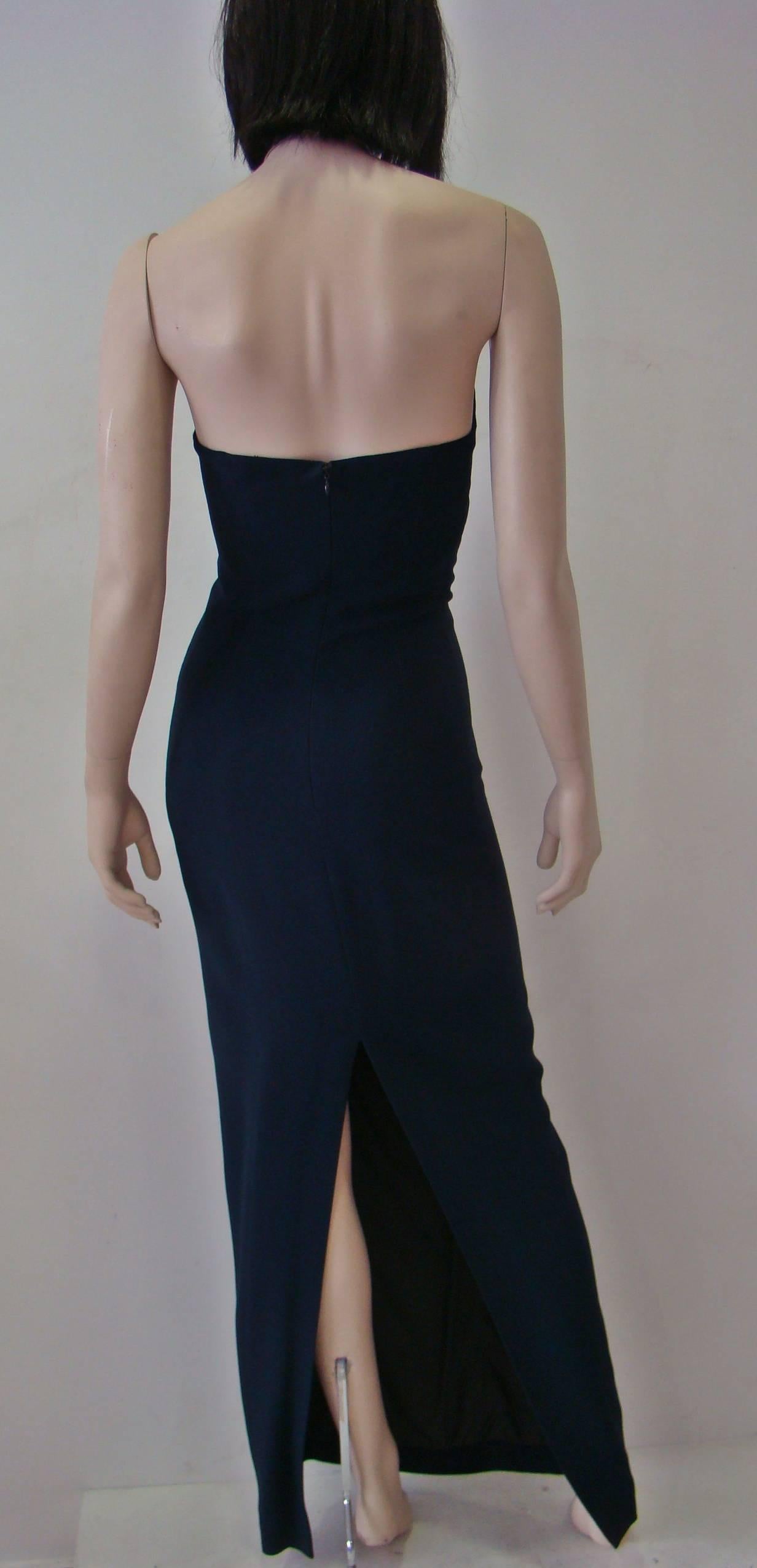 Black Unique Angelo Mozzillo Navy Blue Bodycon Maxi Dress For Sale