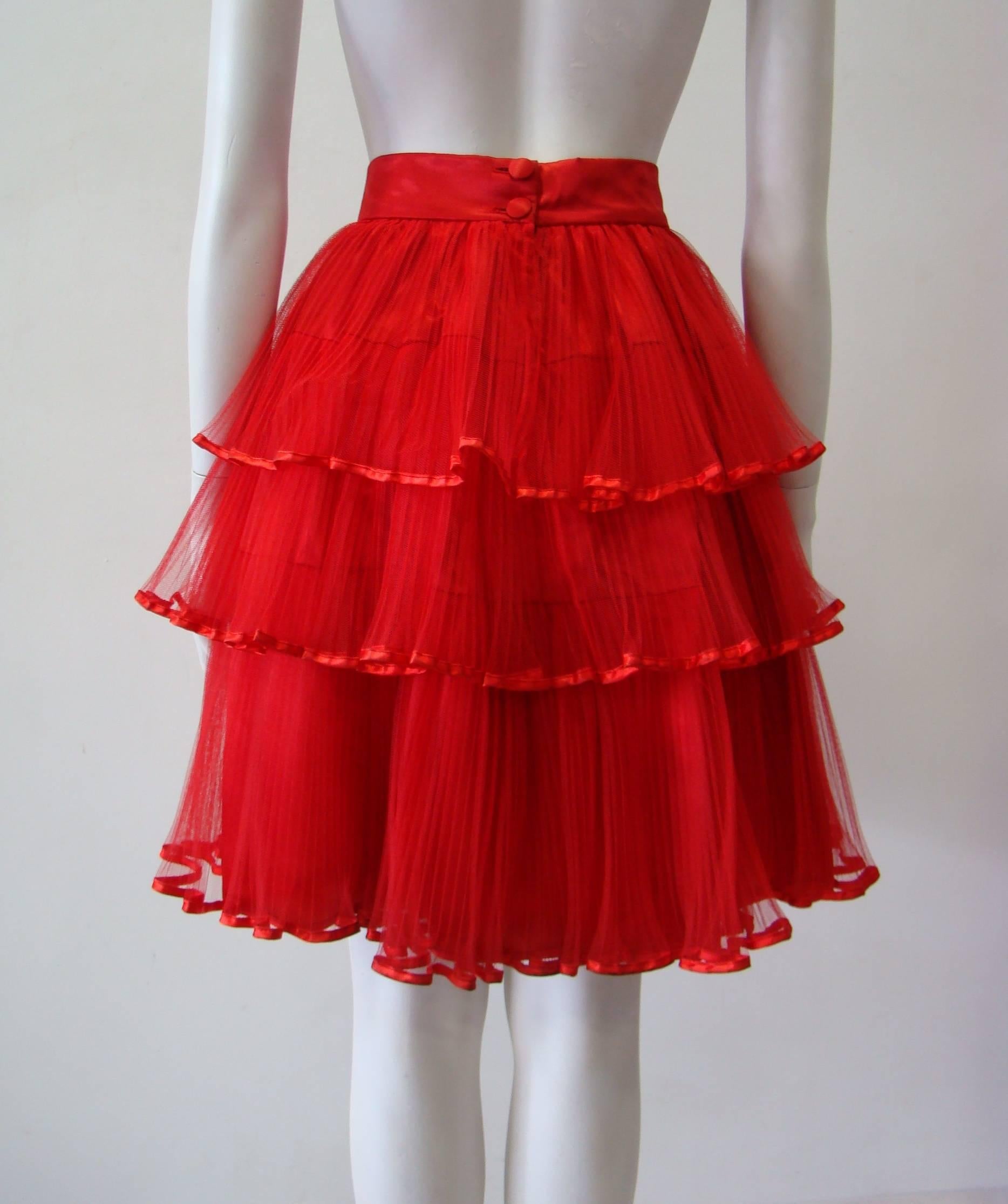 Women's Rare Ella Singh Net Tiered Evening Skirt 1990's For Sale