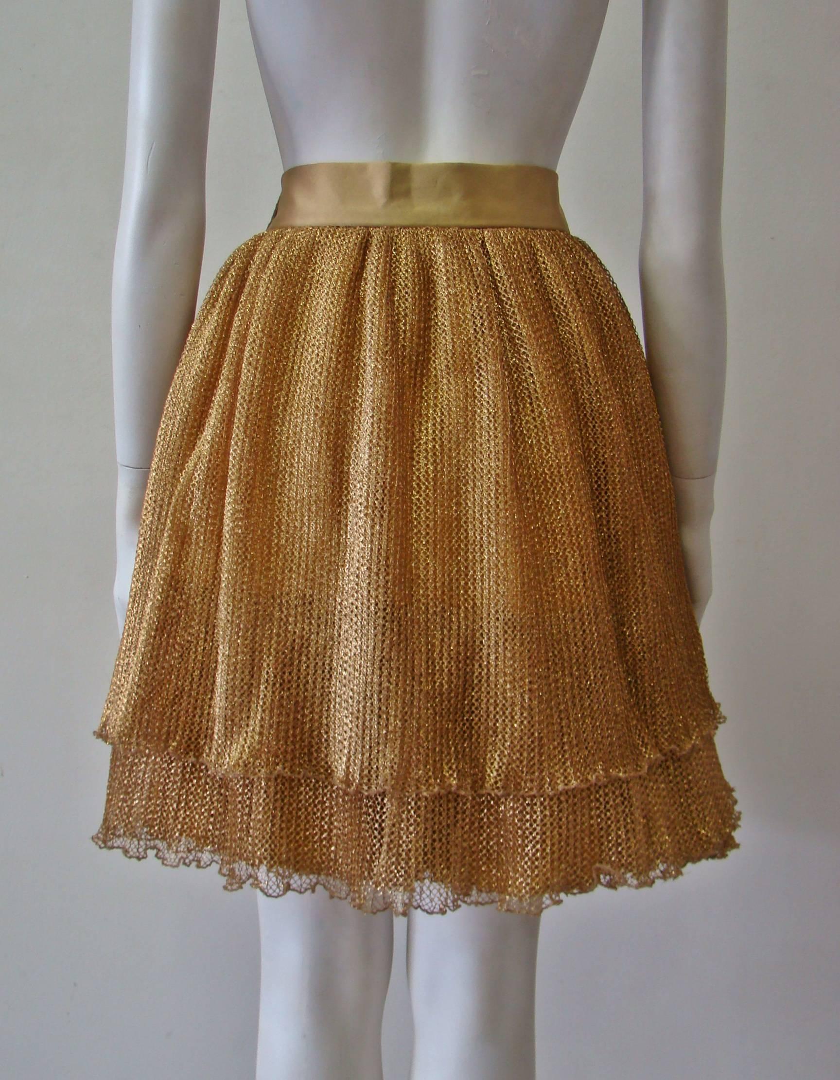 Women's Rare Ella Singh Lurex Mesh Evening Skirt 1990's For Sale