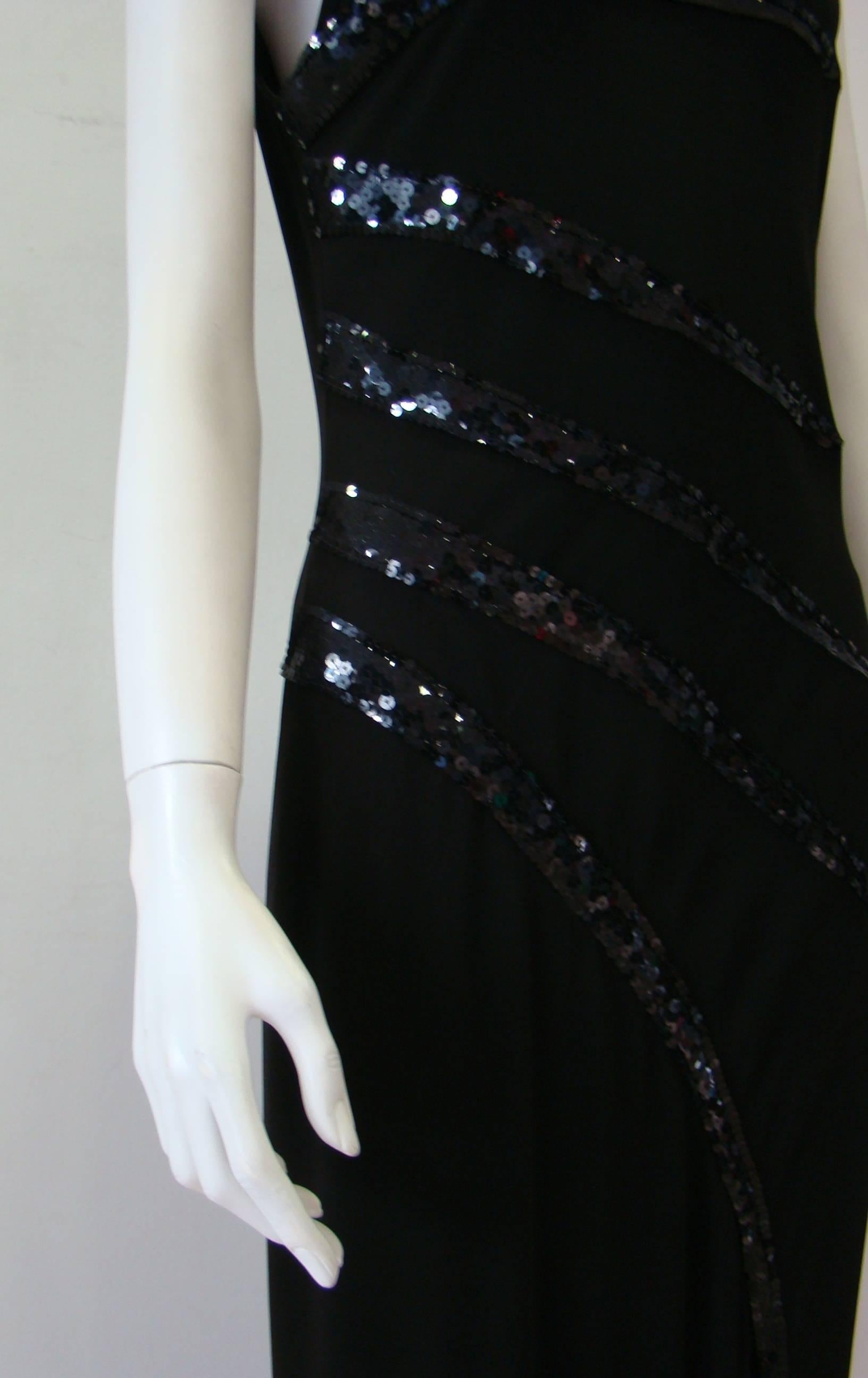 Loris Azzaro Black Sequin Detail Evening Dress For Sale 2