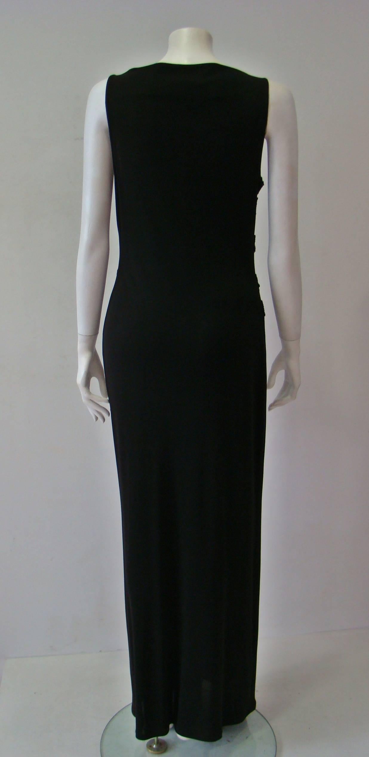Loris Azzaro Black Sequin Detail Evening Dress In New Condition For Sale In Athens, Agia Paraskevi
