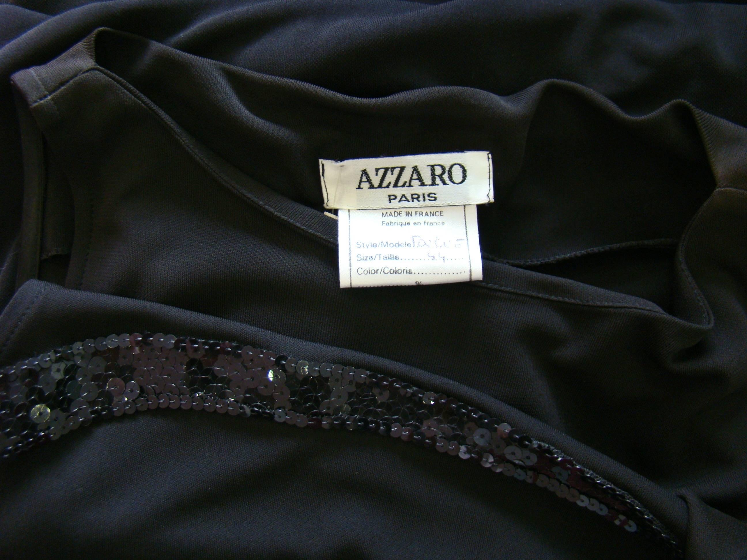 Loris Azzaro Black Sequin Detail Evening Dress For Sale 3