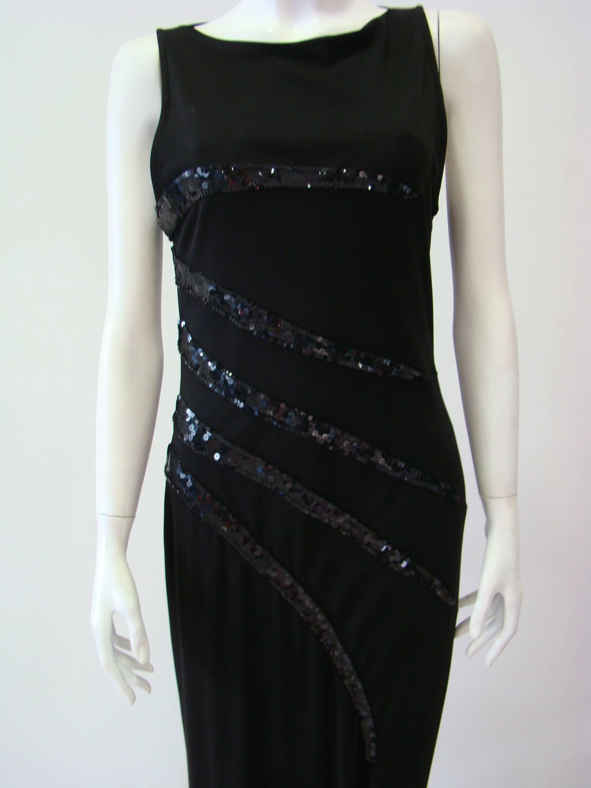 Women's Loris Azzaro Black Sequin Detail Evening Dress For Sale