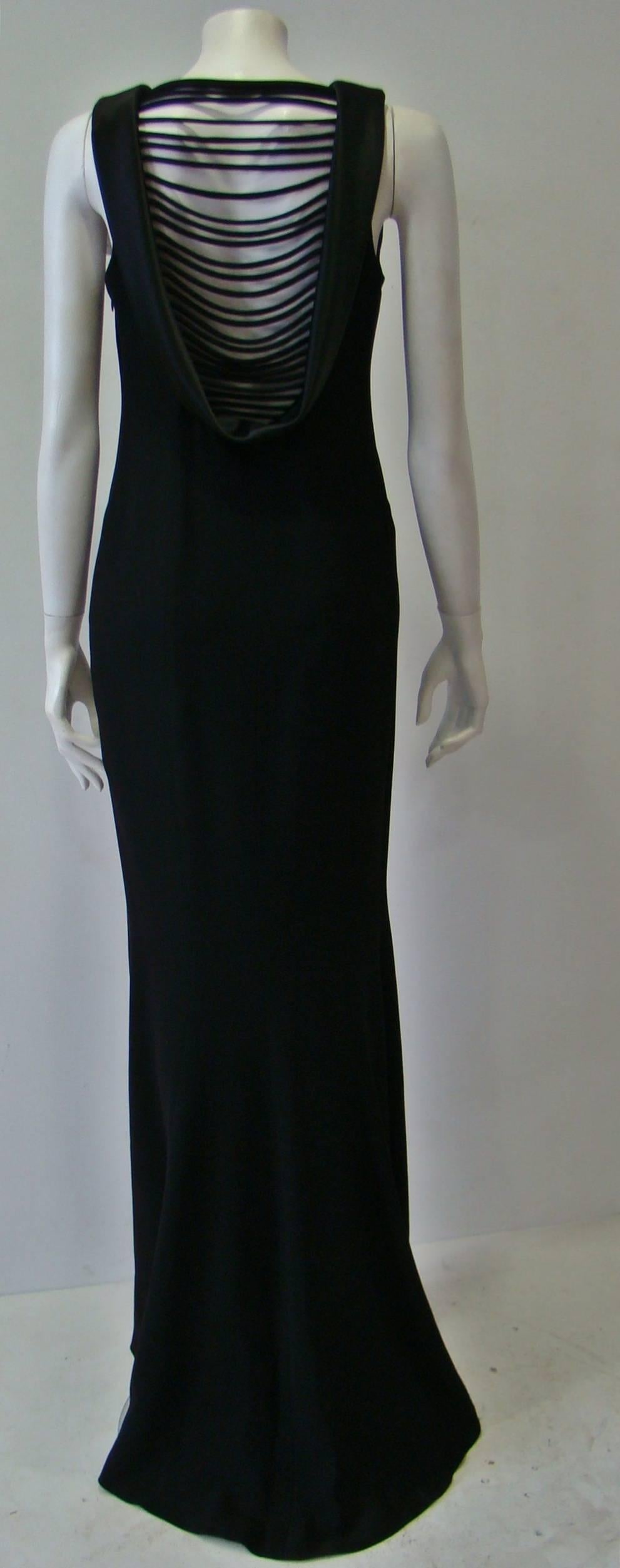 Black Unique Angelo Mozzillo Cage Detail Back Evening Gown For Sale