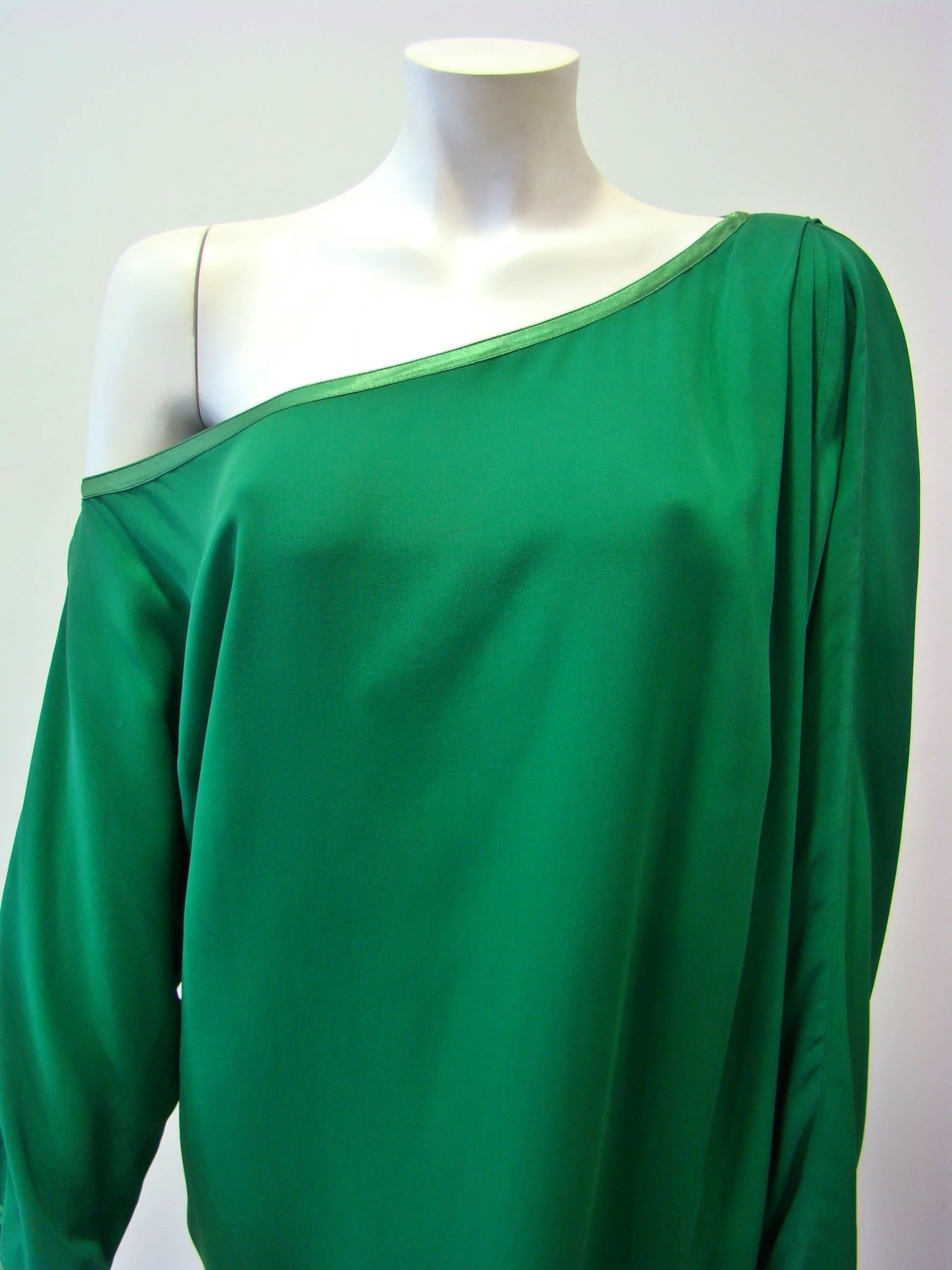 Green Early Gianni Versace Silk Kaftan Dress 1983