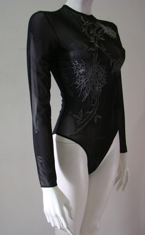 Rare Angelo Mozzillo Black Sheer Evening Bodysuit For Sale at 1stDibs