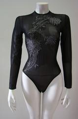 Rare Angelo Mozzillo Black Sheer Evening Bodysuit